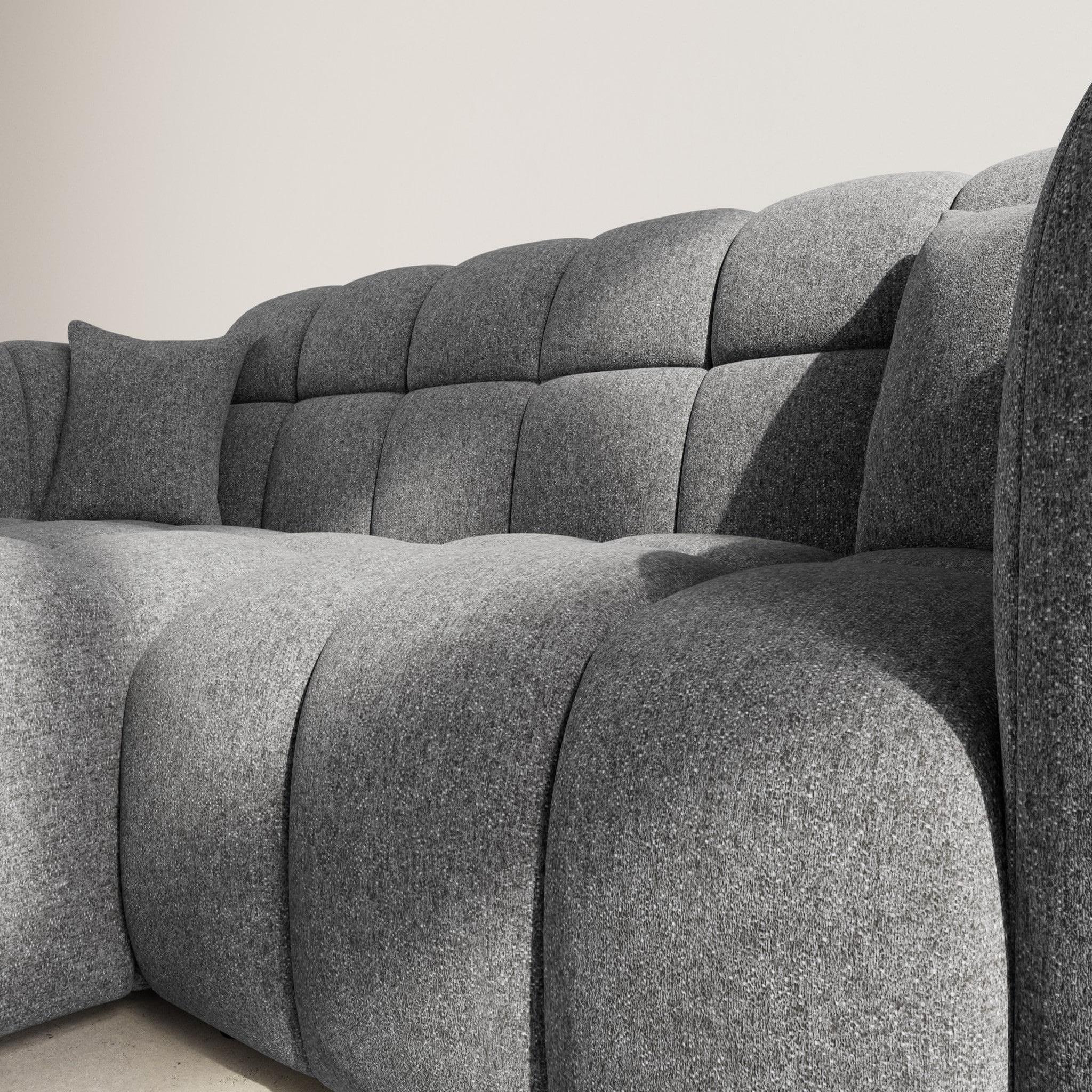 Voir la diapositive 4 : BEST MOBILIER Mini ray - canapé d'angle gauche 4 places en tissu texturé