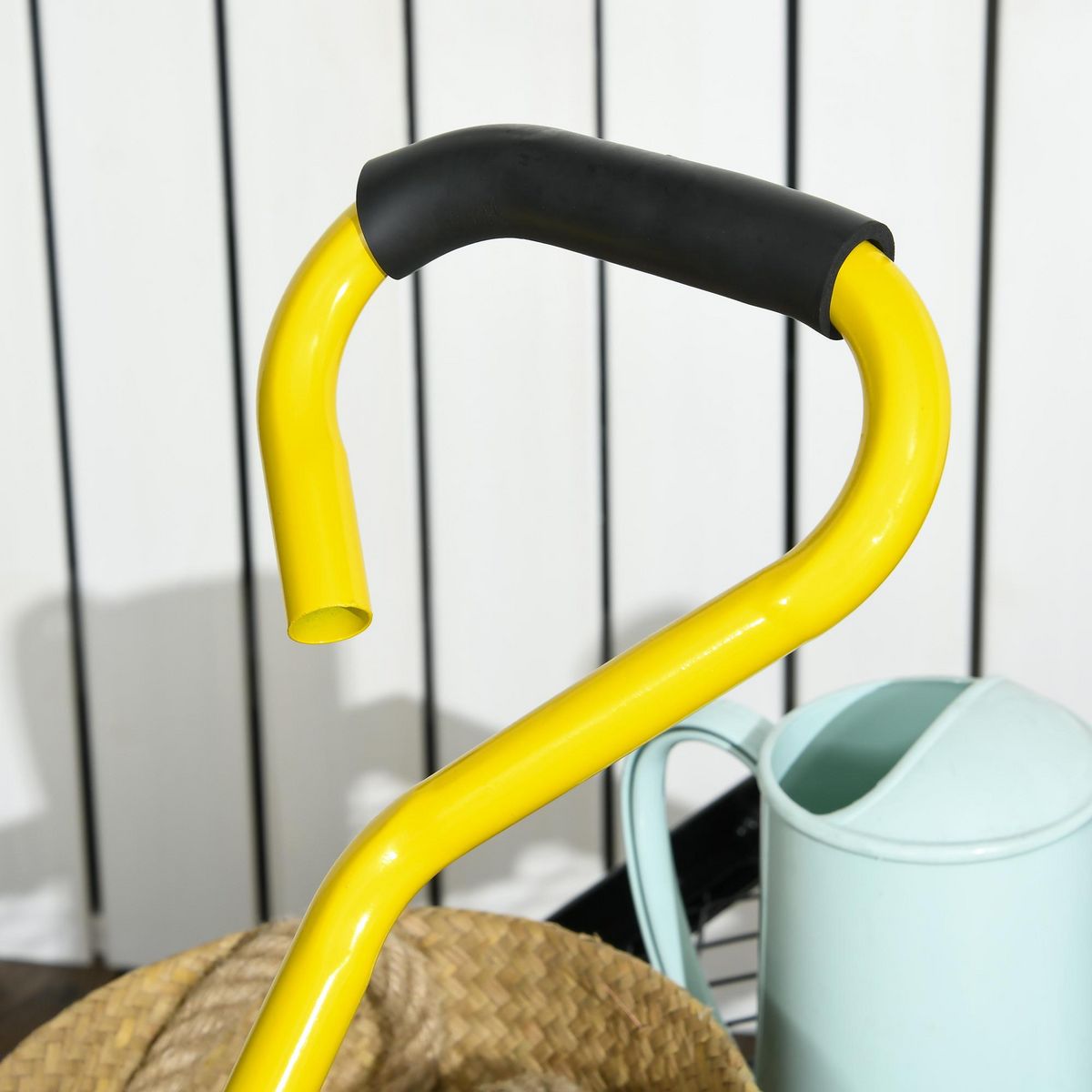 OUTSUNNY Chariot de transport jardin remorque à main charrette à bras 4 roues charge max. 150 Kg acier noir jaune