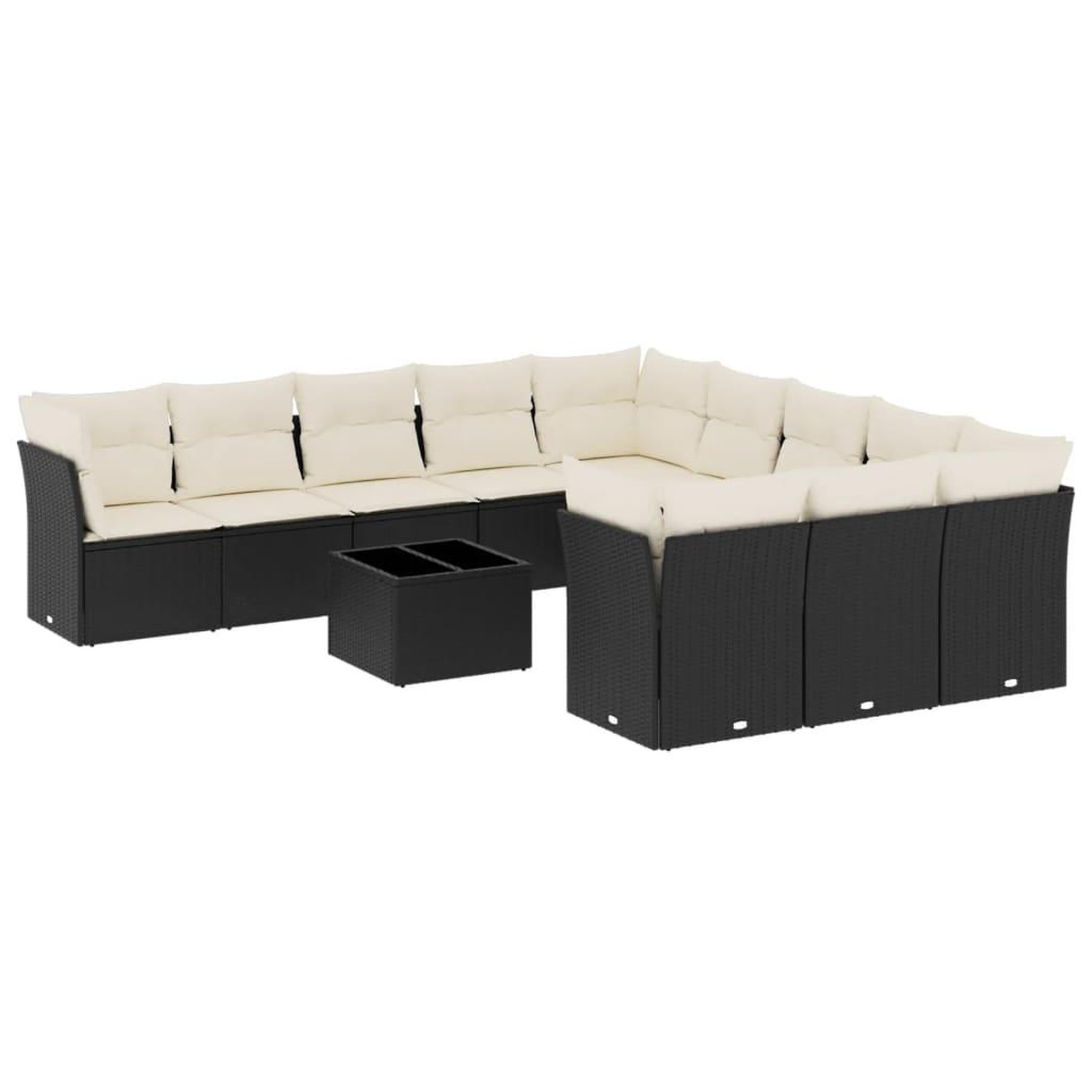 Voir la diapositive 2 : VIDAXL Salon de jardin 12 pcs avec coussins noir resine tressee