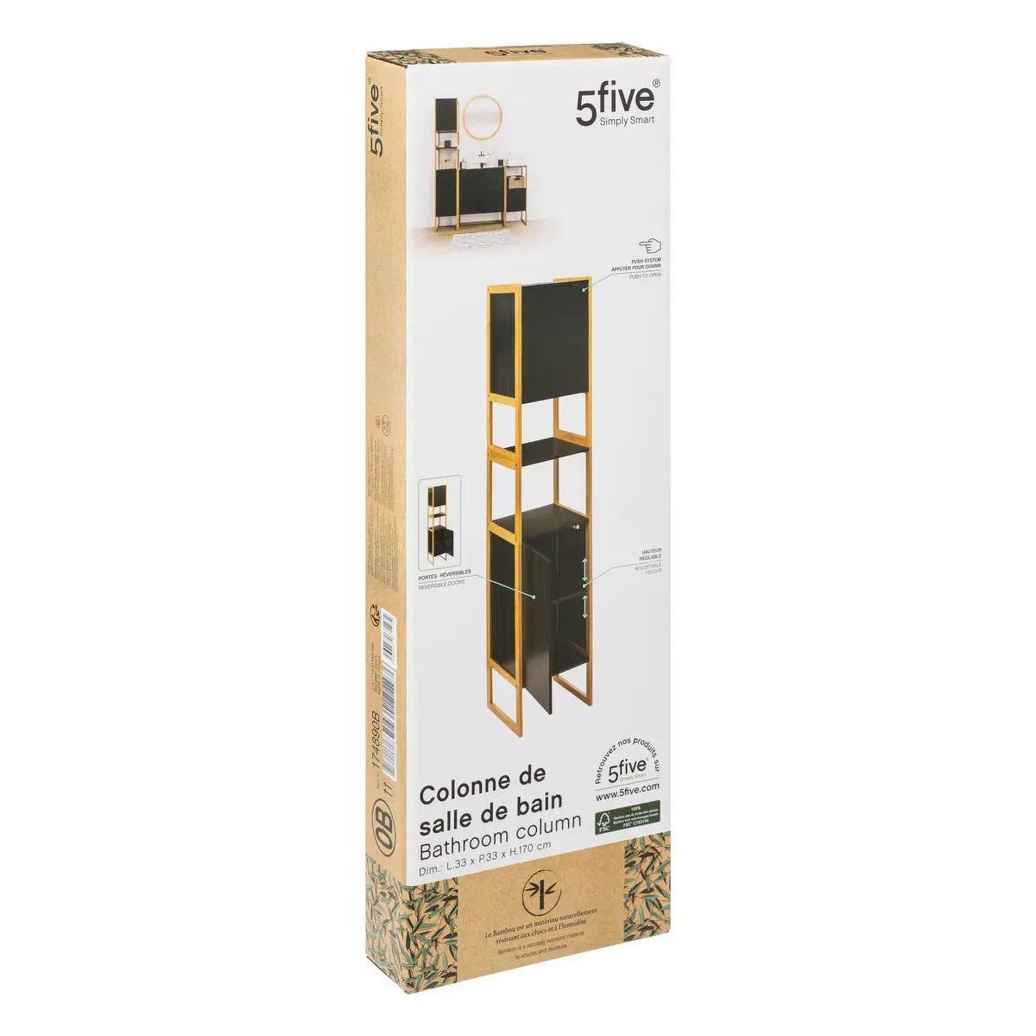 Voir la diapositive 4 : FIVE Colonne 2 portes  natureo  170cm noir
