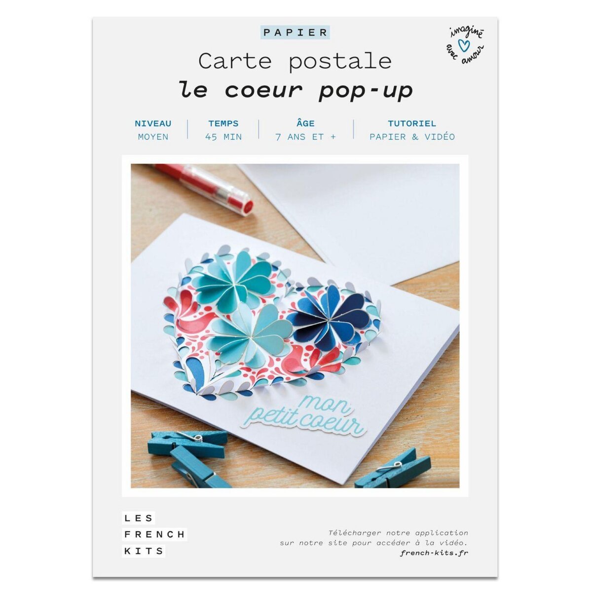 Coffret Scrapbooking - Carte Postale - Coeur popup