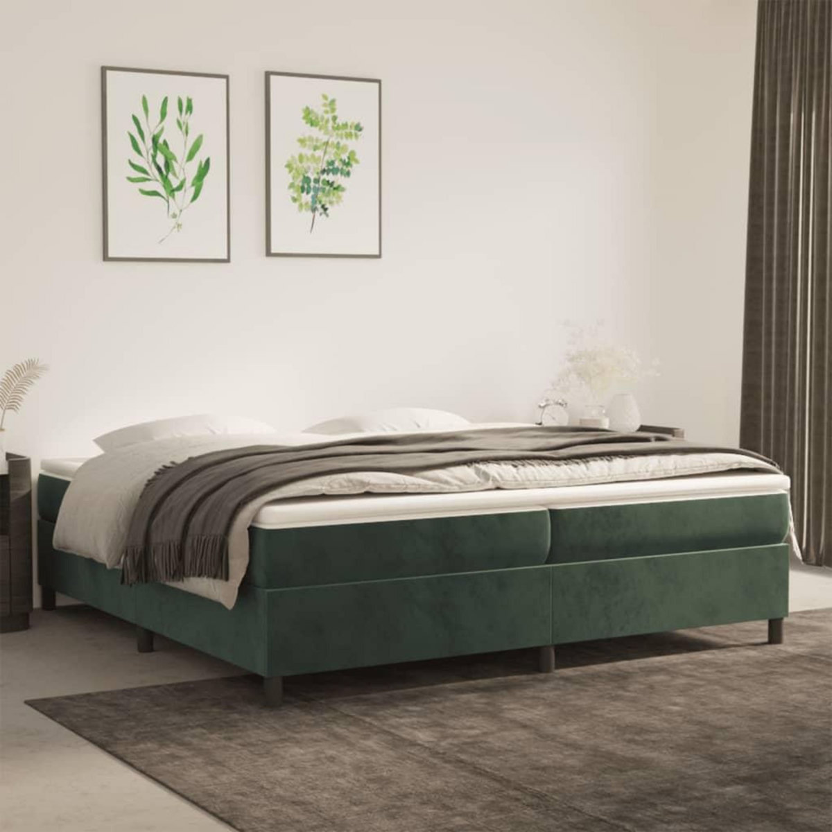 VIDAXL Cadre de lit sans matelas vert fonce 200x200 cm velours