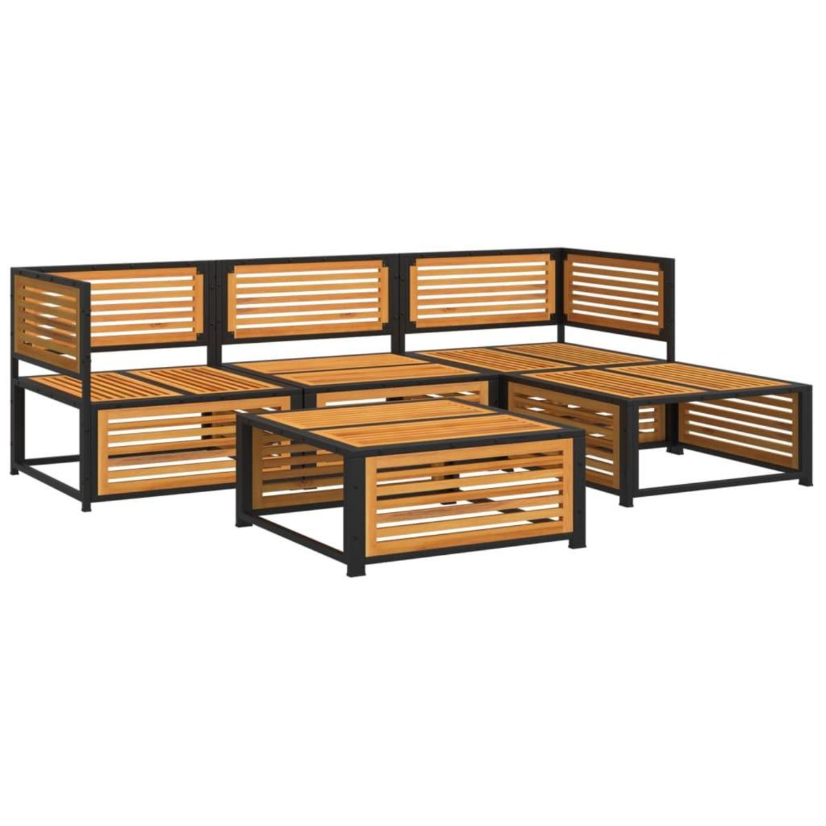 VIDAXL Salon de jardin avec coussins 5 pcs Bois d'acacia solide
