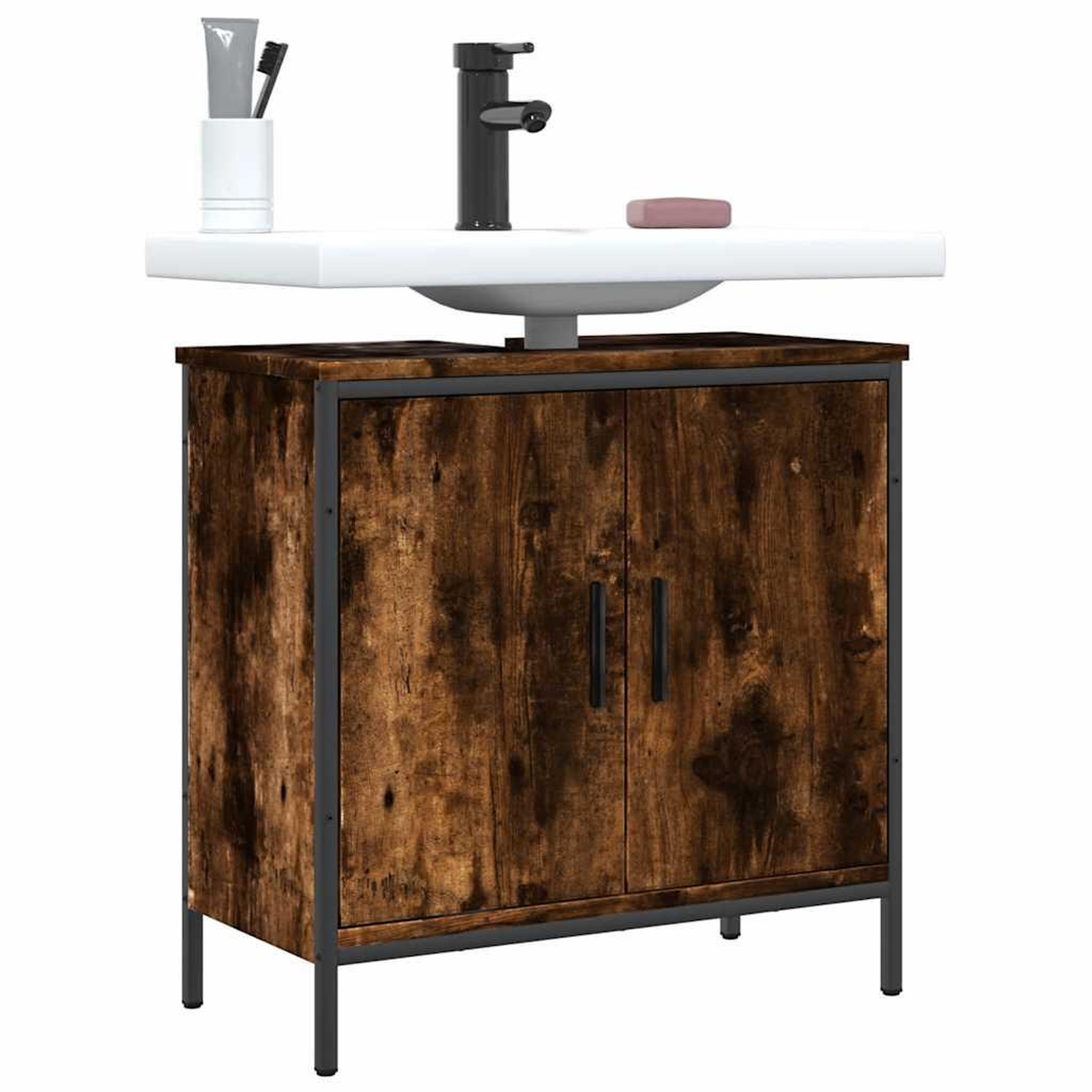 VIDAXL Armoire lavabo de salle de bain chene fume 60x30x60 cm
