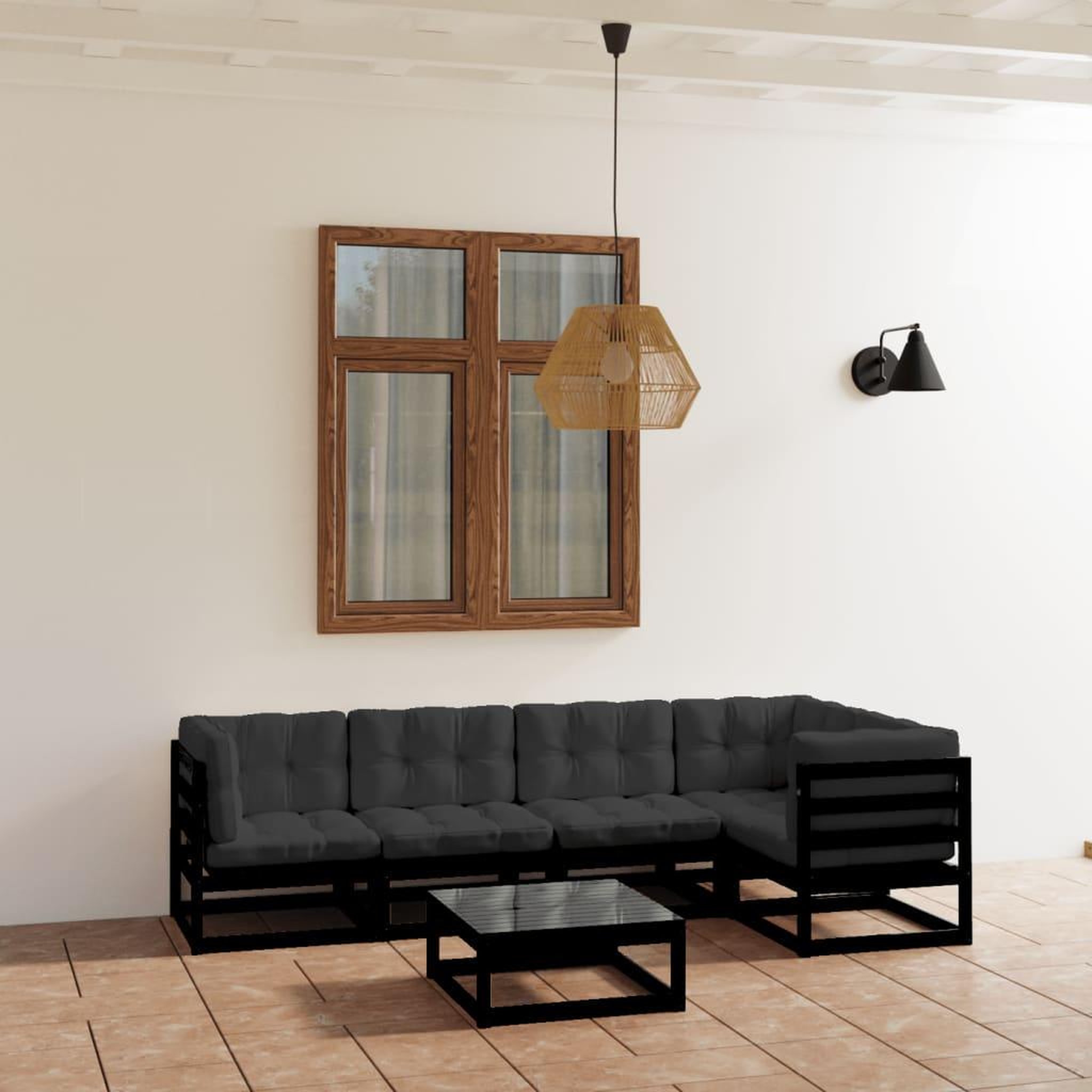 Voir la diapositive 1 : VIDAXL Salon de jardin 6 pcs avec coussins Bois de pin massif