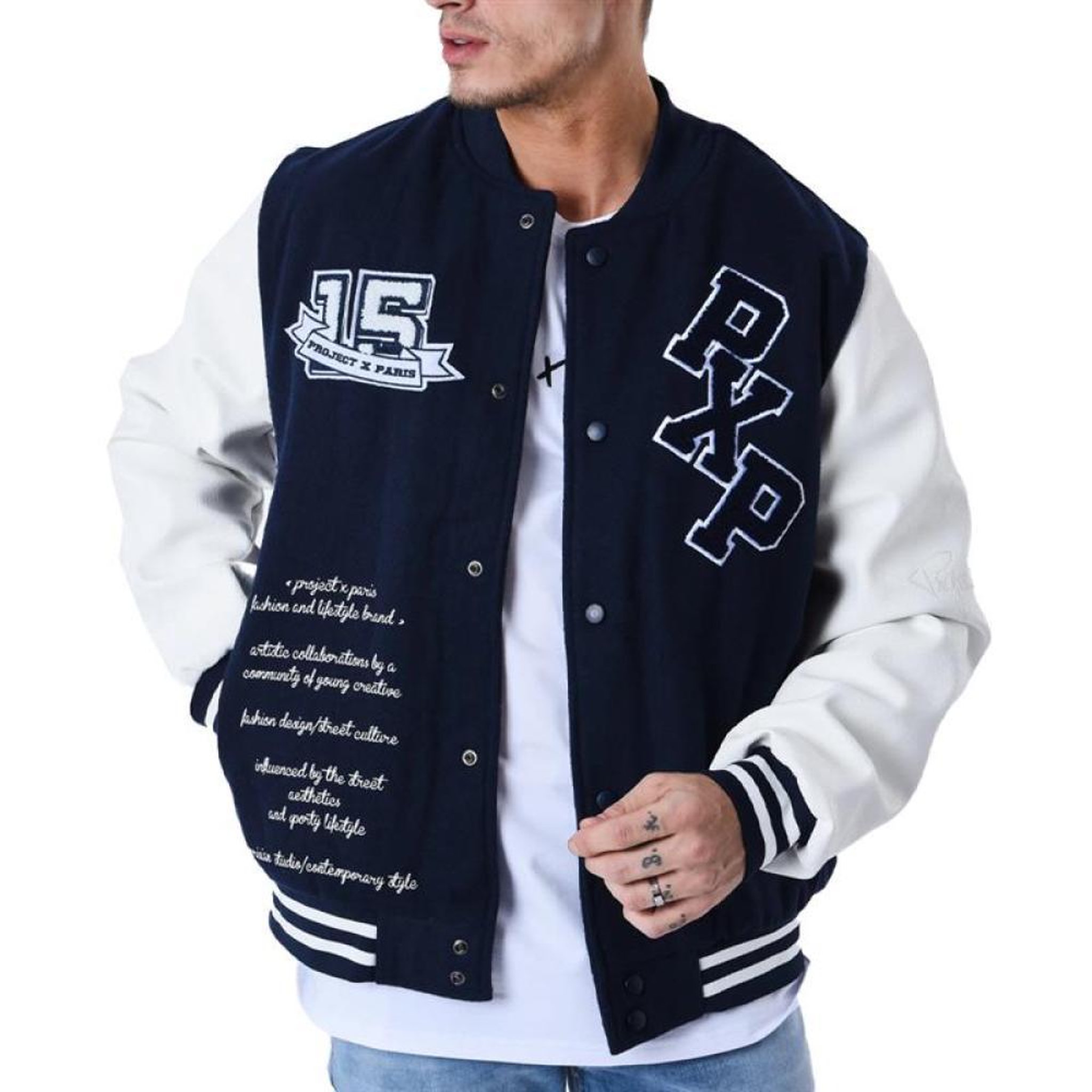 Project X Veste blanche/marine homme project x paris 2230109. Coloris disponibles : Bleu