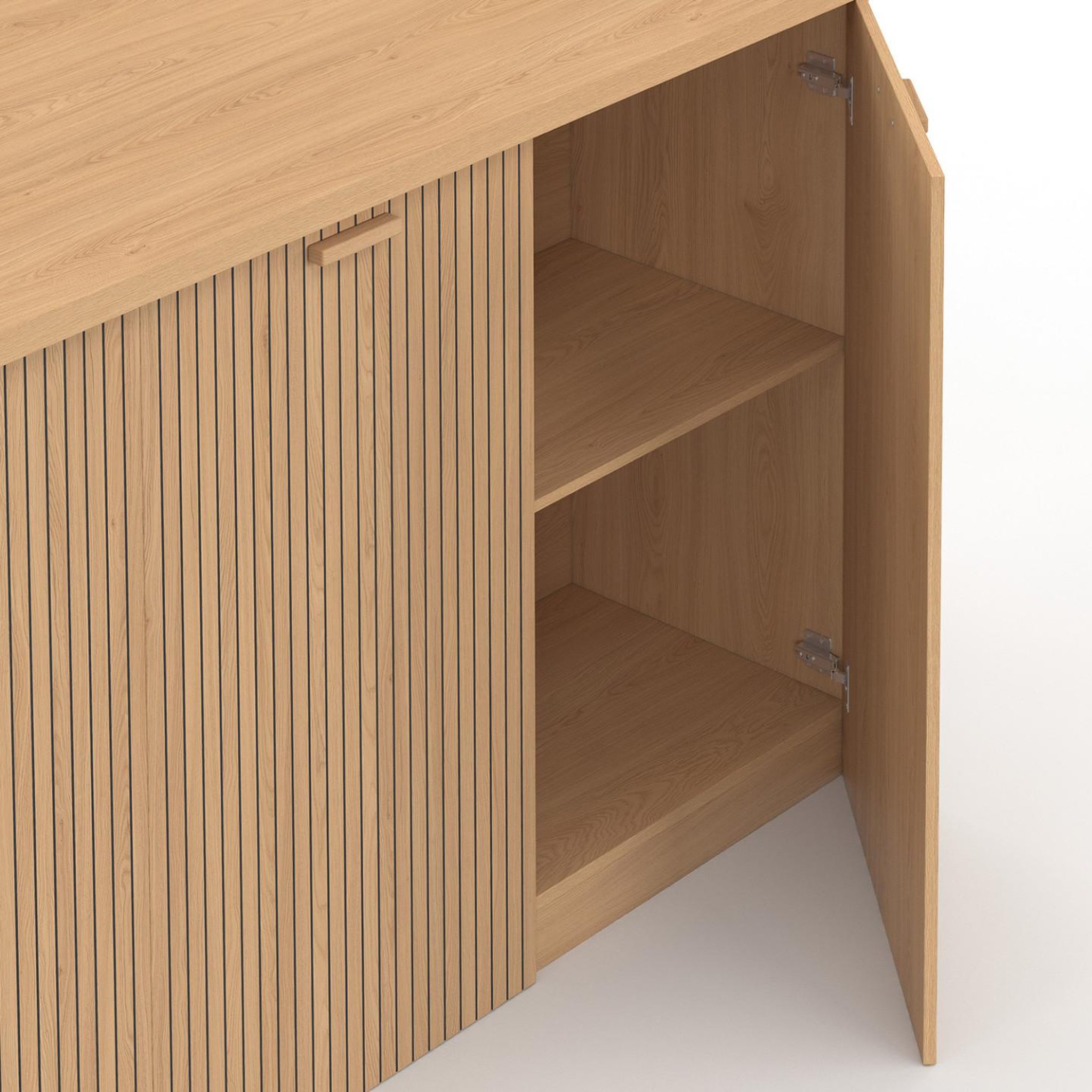 Voir la diapositive 6 : ID MARKET Ilot central juliette 120 cm effet lattes tasseau de bois