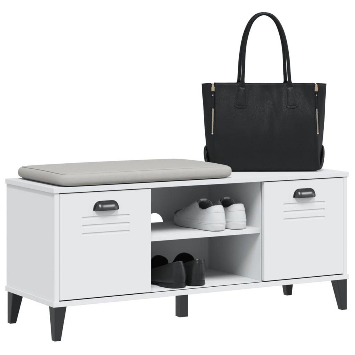 VIDAXL Banc a chaussures VIKEN blanc 106x35x45 cm bois massif de pin