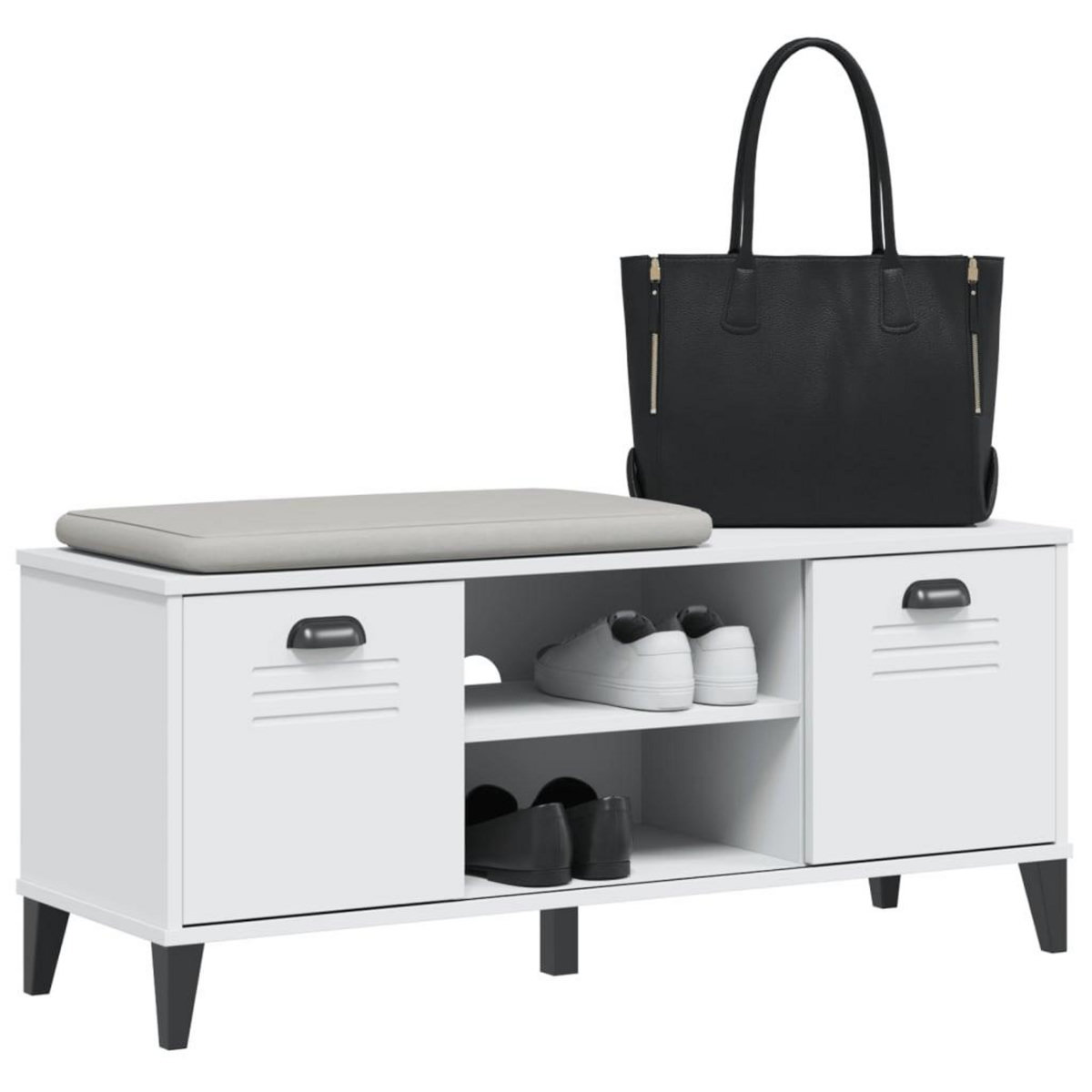 VIDAXL Banc a chaussures VIKEN blanc 106x35x45 cm bois massif de pin