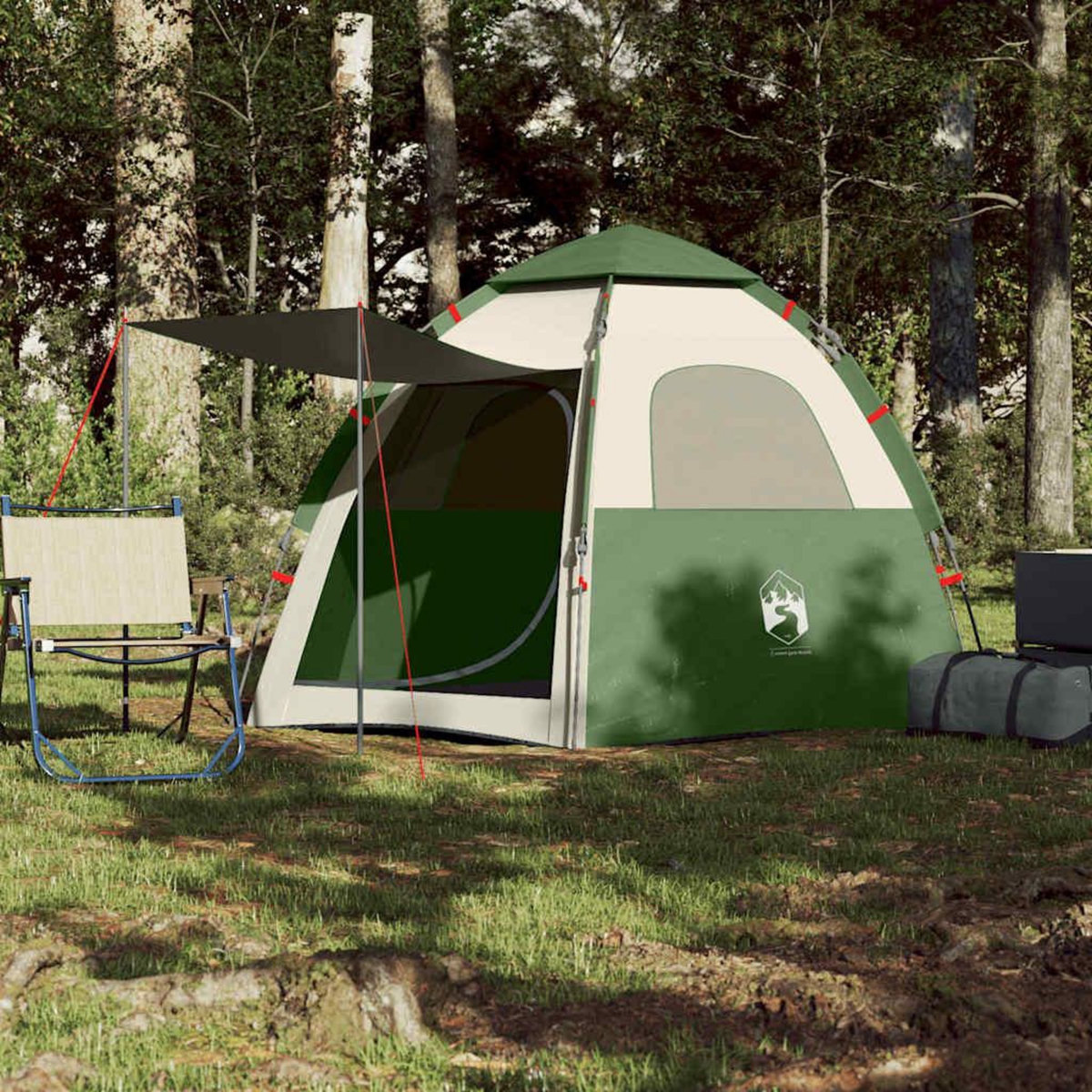VIDAXL Tente de camping cabine 4 personnes vert liberation rapide