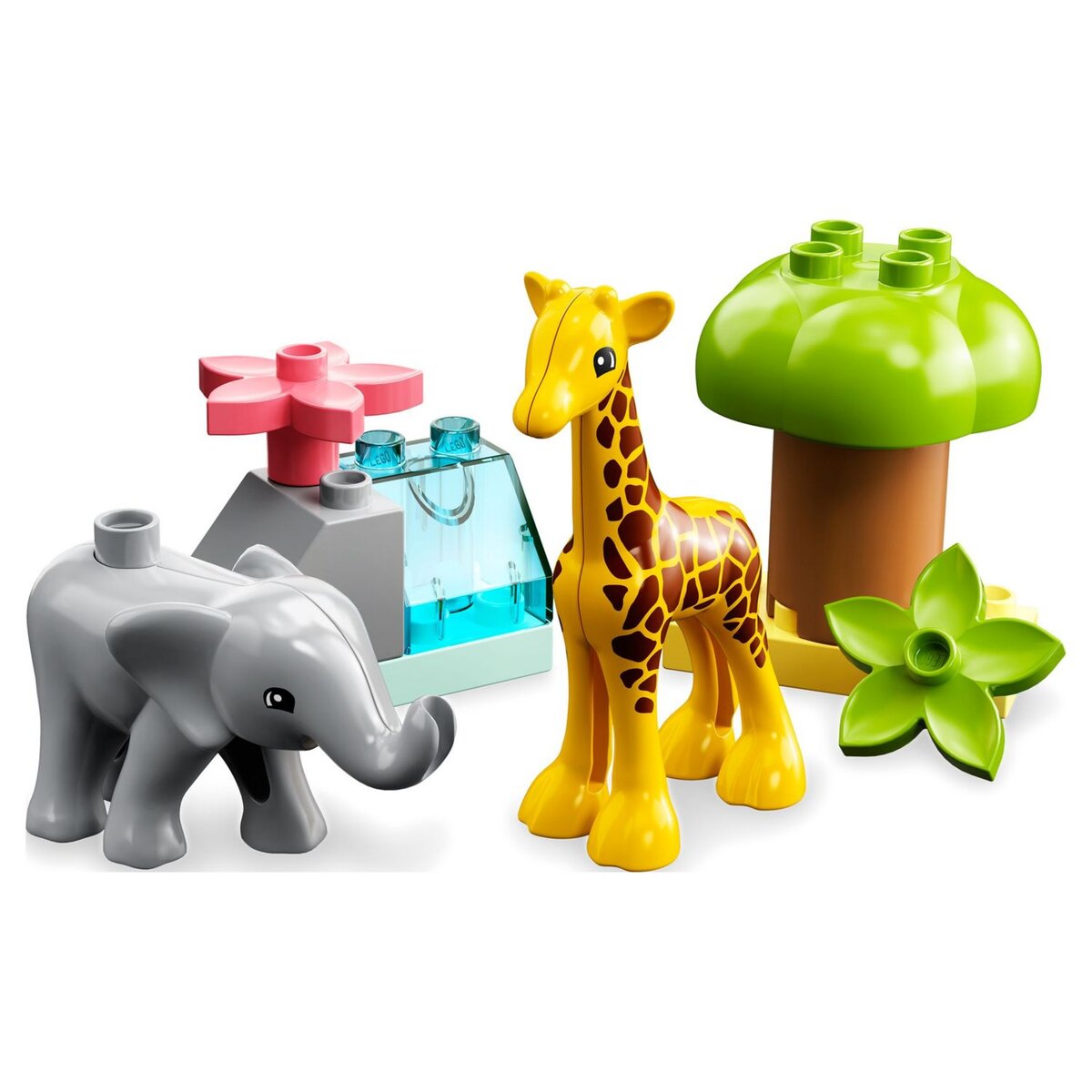 LEGO Duplo 10971 Animaux sauvages d'Afrique, Jouet sur le Safari pour Enfants de 2 Ans avec Figurines d'Éléphant et de Girafe, avec Tapis de Jeu