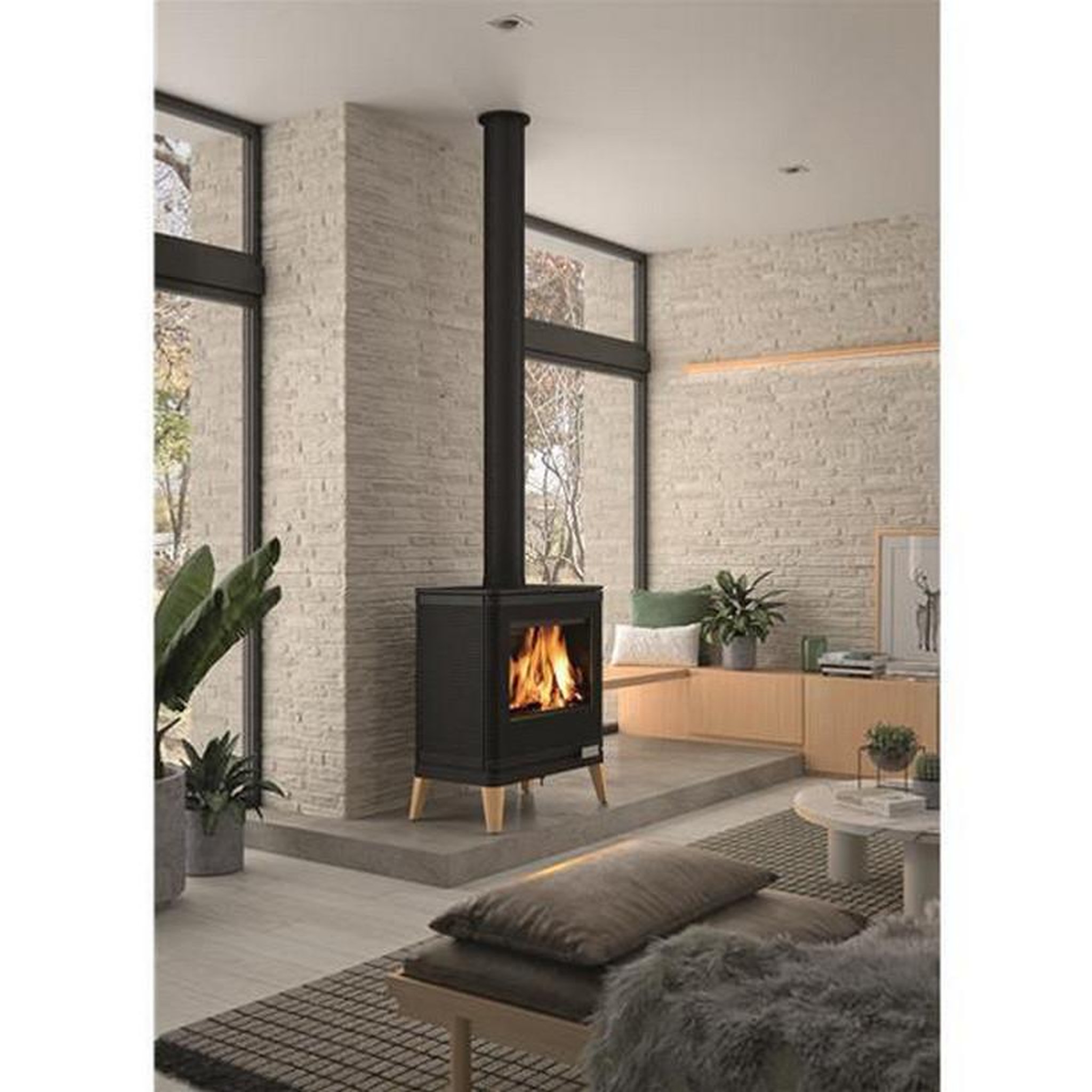 Voir la diapositive 3 : Invicta Poêle à bois fonte 9kw noir - p610449
