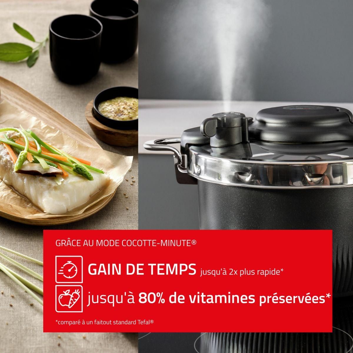 SEB Autocuiseur cocotte 3 en 1 TEMPO 6L noir