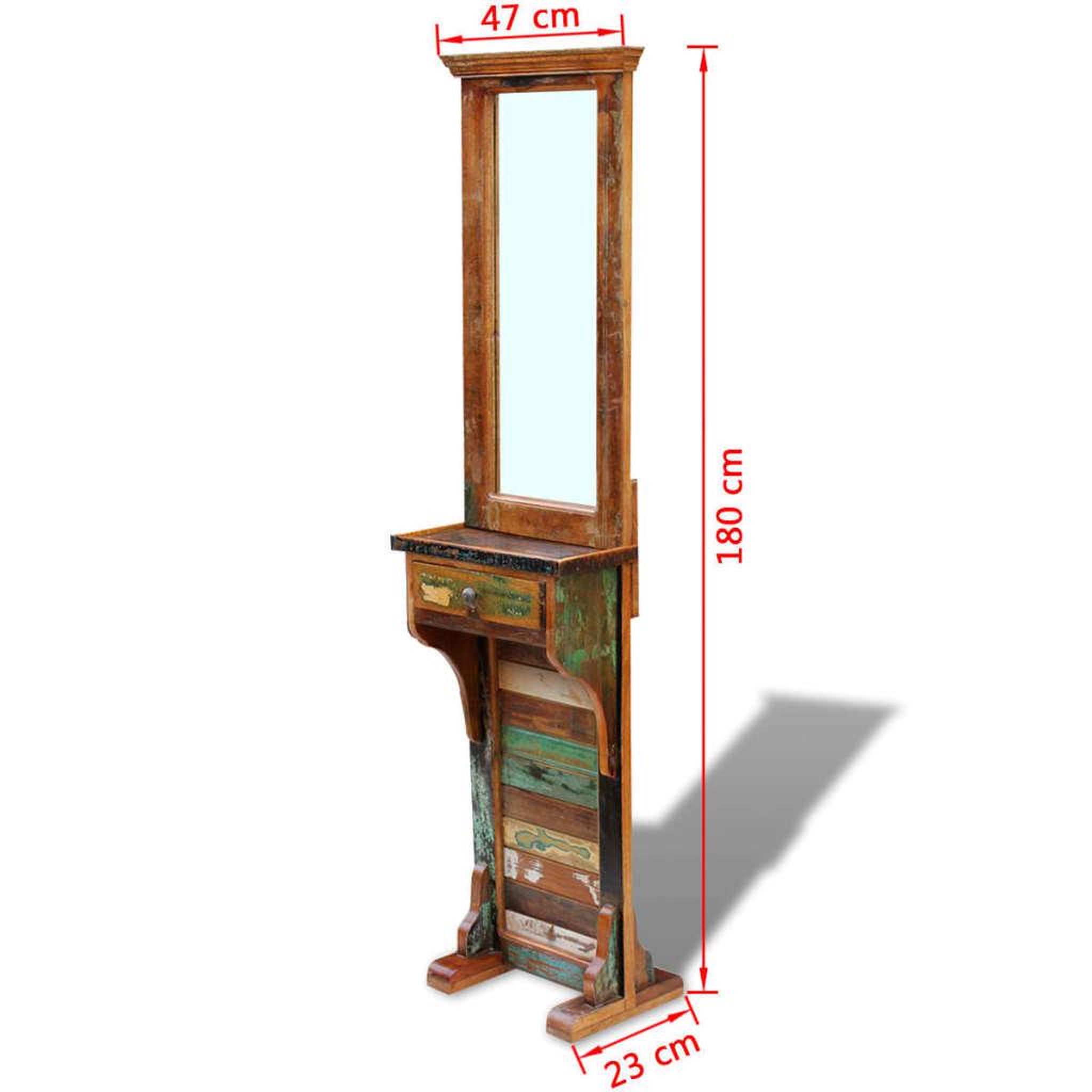 Voir la diapositive 6 : VIDAXL Miroir de couloir bois de recuperation massif 47x23x180 cm