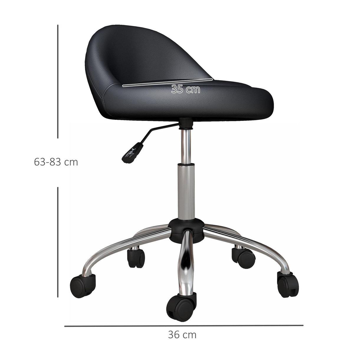 HOMCOM Tabouret à roulettes tabouret de travail pivotant 360° réglable noir
