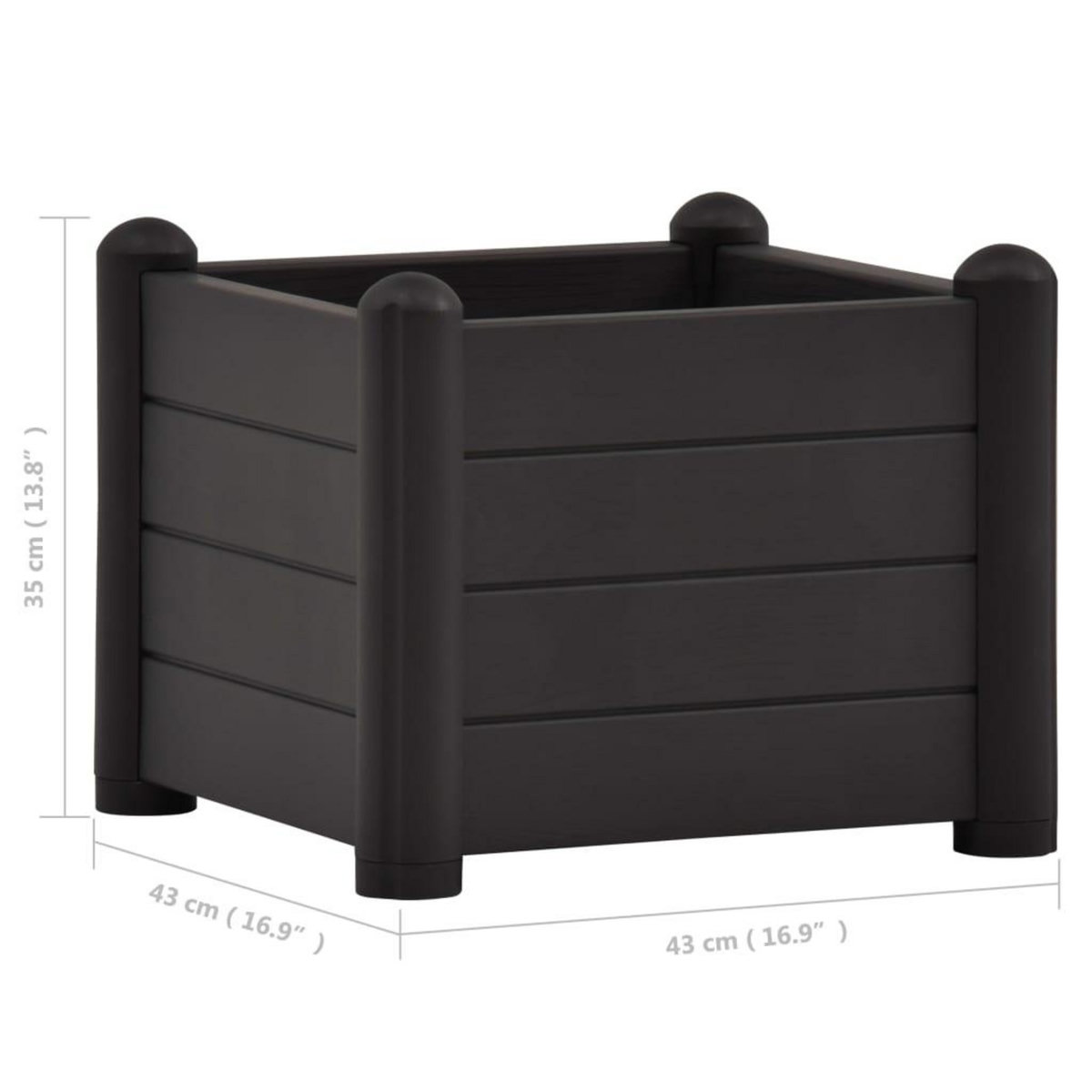 VIDAXL Lit sureleve de jardin PP Anthracite 43x43x35 cm