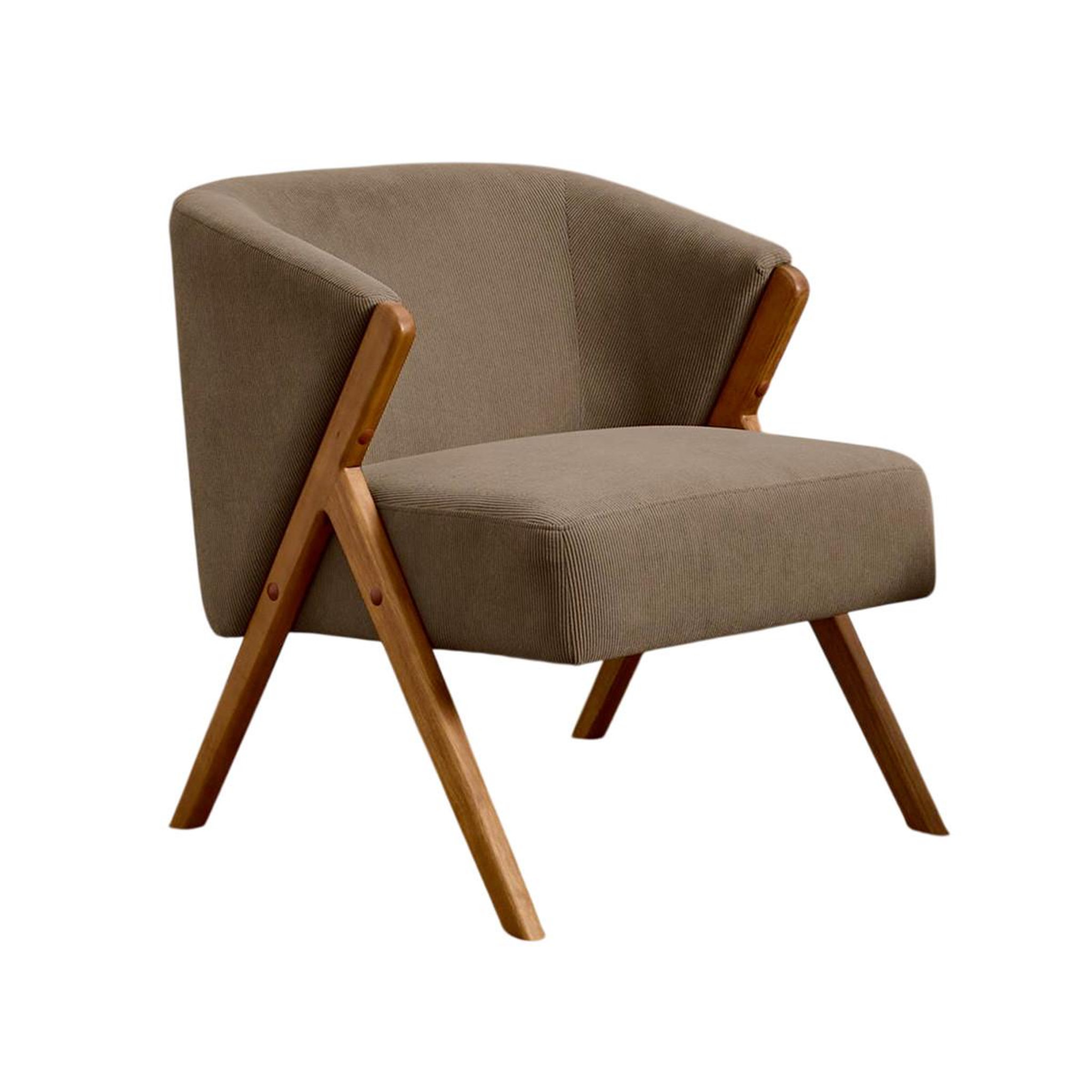 The Home Deco Factory Fauteuil design côtelé  jules  72cm taupe