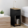 Voir la diapositive 2 : ID MARKET Lot de 2 tables de chevet étroites ANOUK 1 tiroir avec niche noir et bois
