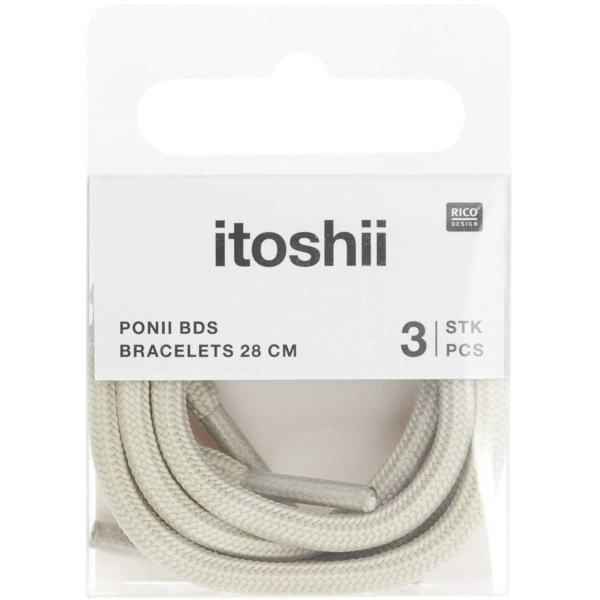 RICO DESIGN Itoshii pack 3 cordons 28cm gris