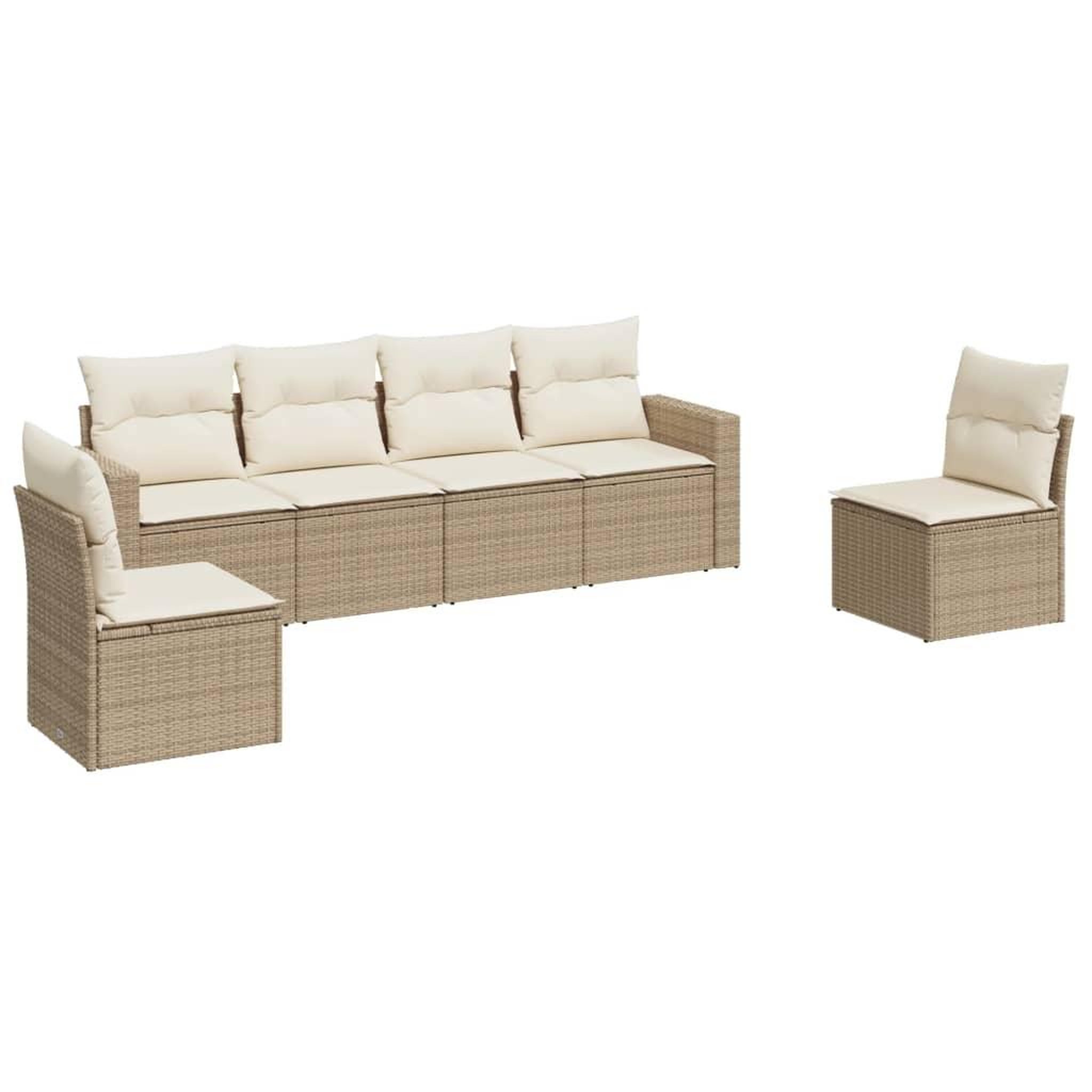 Voir la diapositive 2 : VIDAXL Salon de jardin avec coussins 6 pcs beige resine tressee