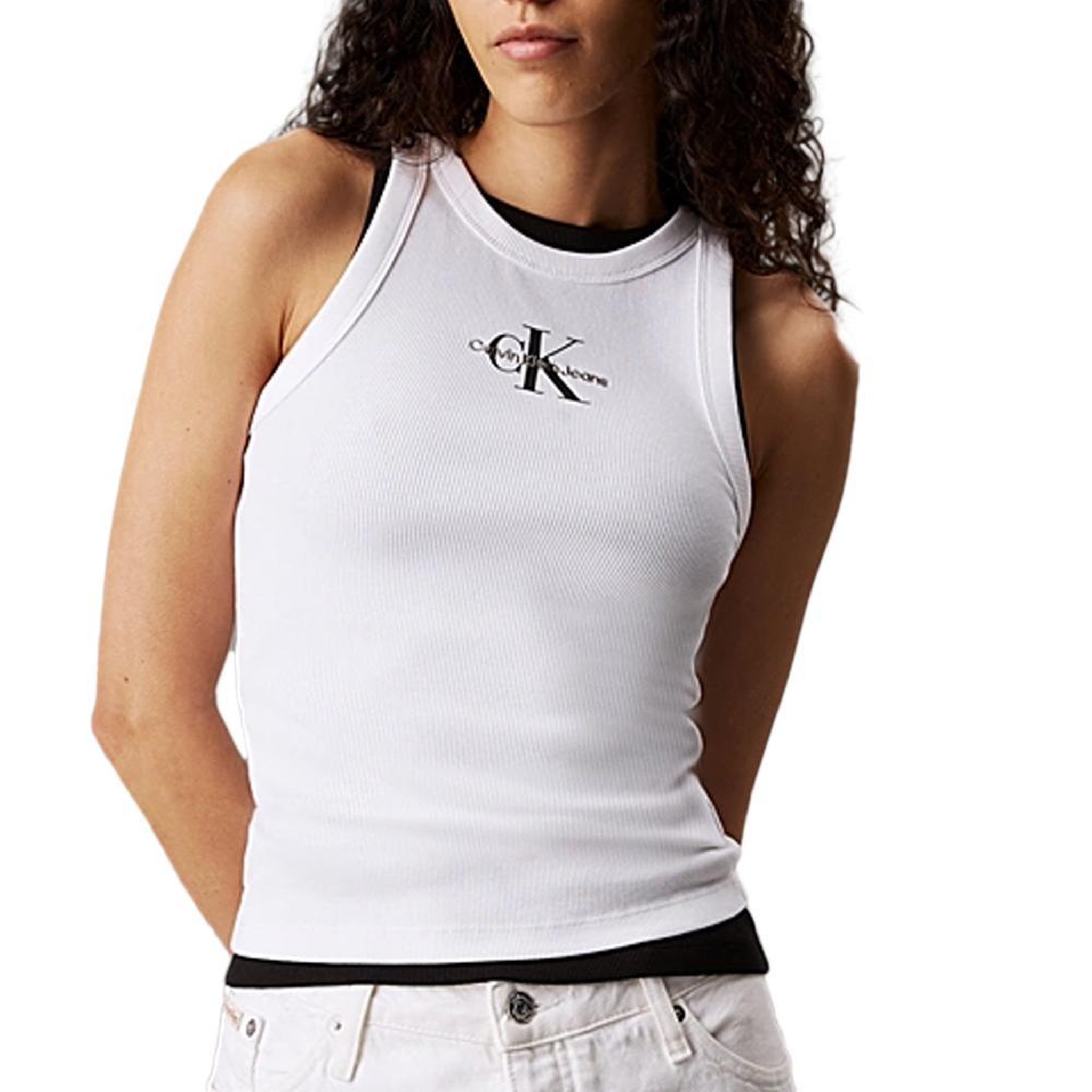 CALVIN KLEIN JEANS Débardeur  Femme Calvin Klein Jeans Monologo. Coloris disponibles : Blanc