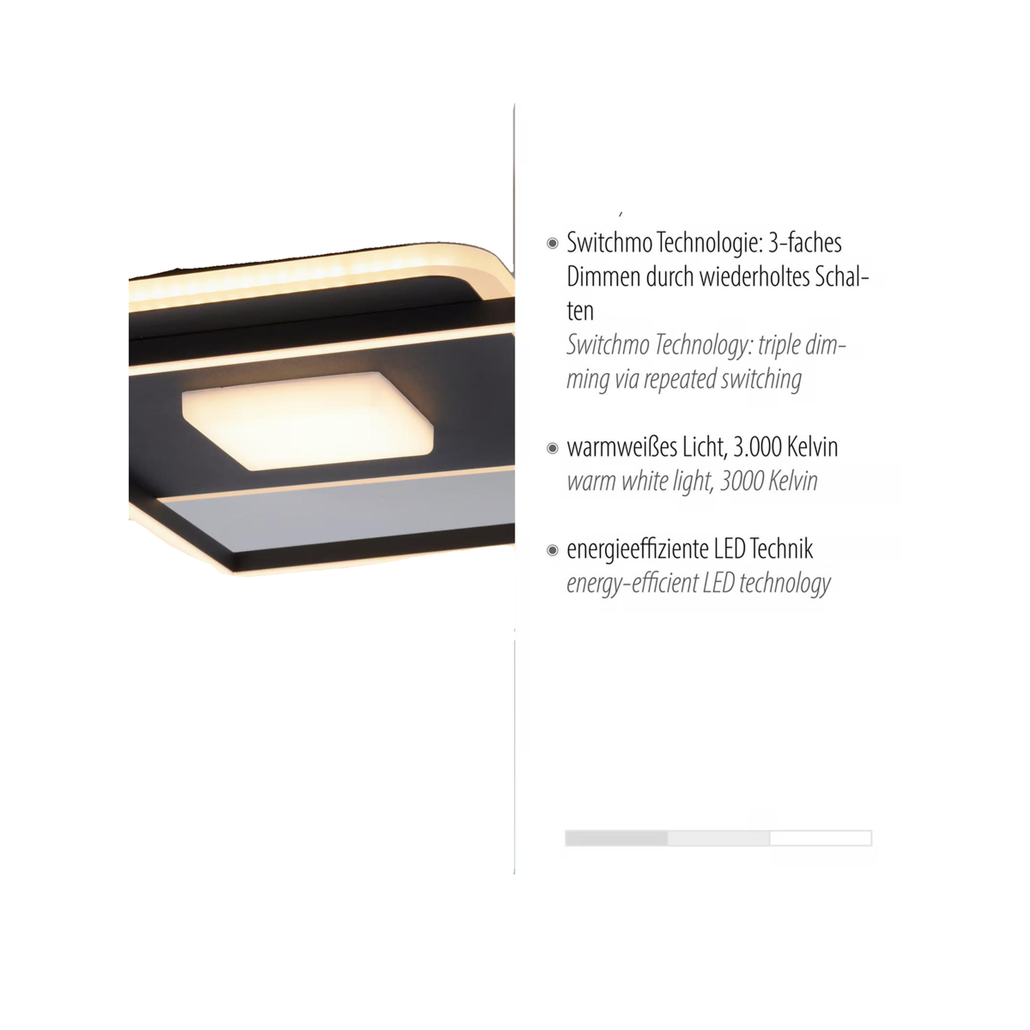Voir la diapositive 3 : DIM Plafonnier Dim Domino 26W 1700 lumens noire