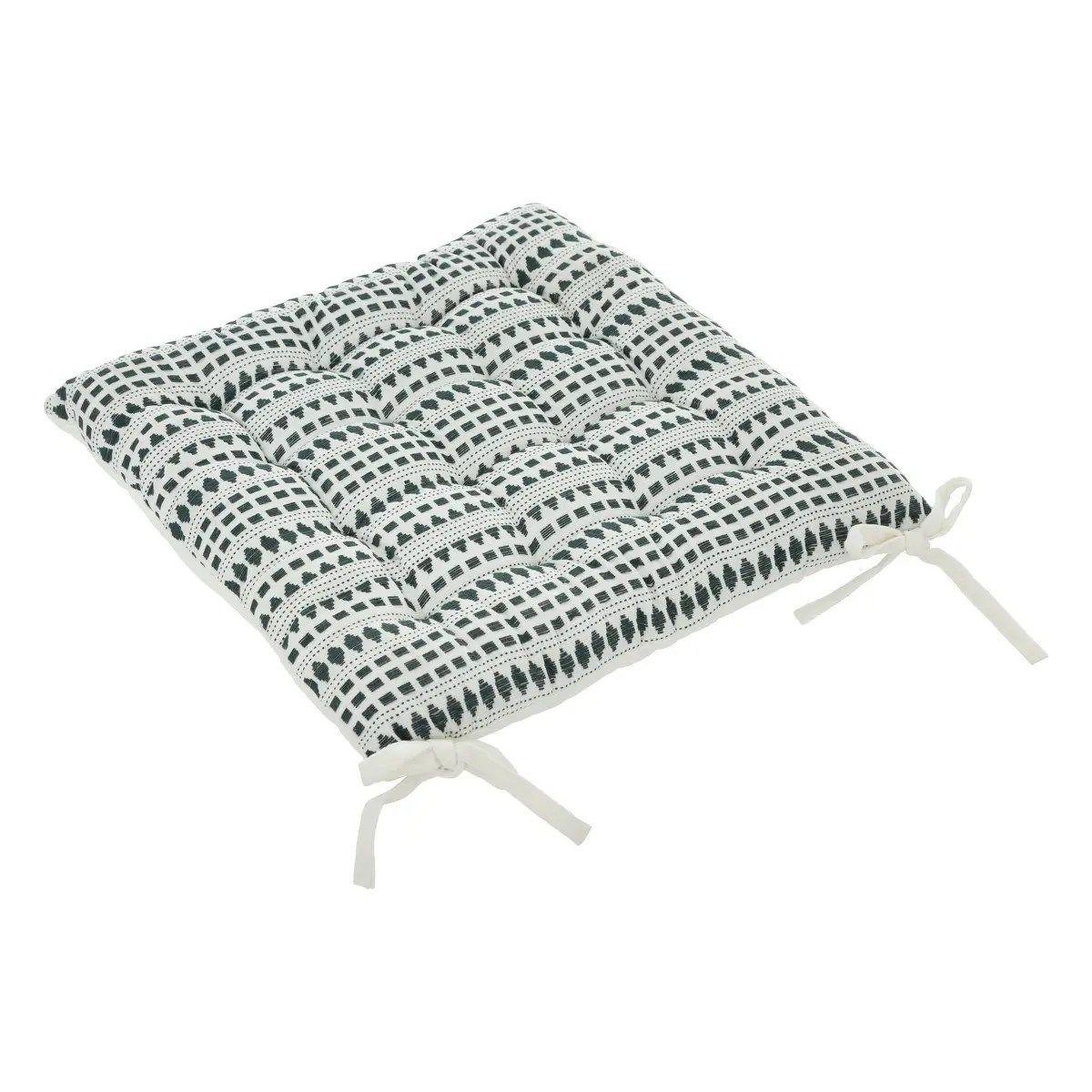 ATMOSPHERA Coussin de chaise jacquard  micah  38x38cm bleu égéen