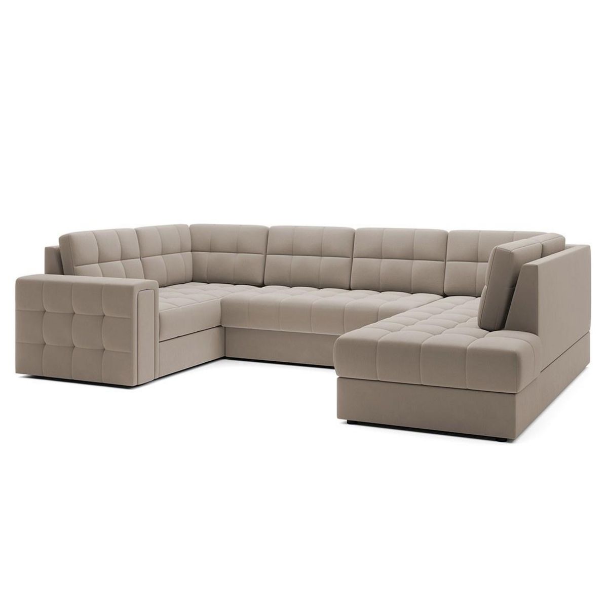 BEST MOBILIER Nappa - canapé panoramique d'angle gauche 7 places convertible avec coffre en velours