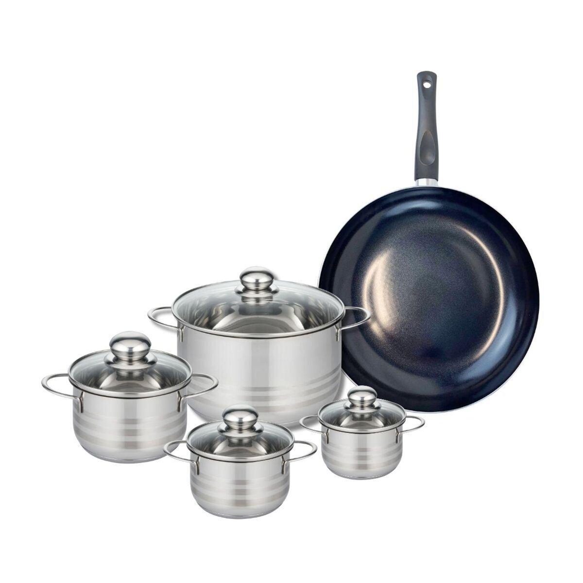 ELO Ensemble de 1 Poêle de cuisson 32 cm et 4 faitouts 12, 14, 16 et 24 cm Elo Prima Brillant