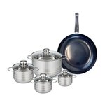 ELO Ensemble de 1 Poêle de cuisson 32 cm et 4 faitouts 12, 14, 16 et 24 cm Elo Prima Brillant