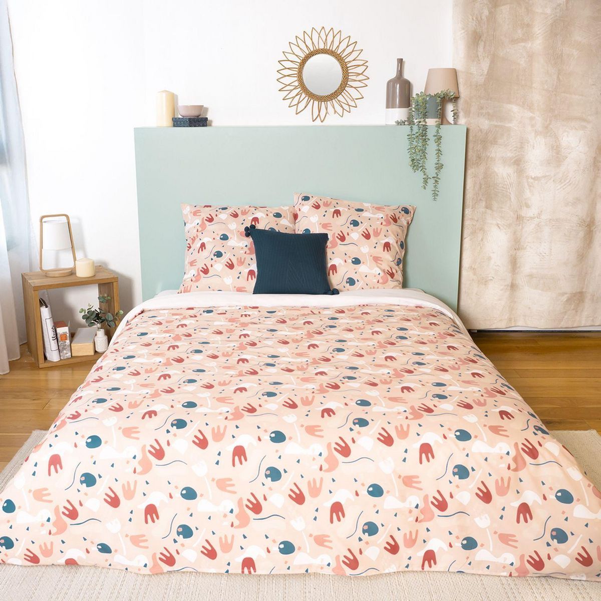 COTE DECO Parure de lit Anaheim - Microfibre 72 g/m² - 220 x 240 cm - Rose