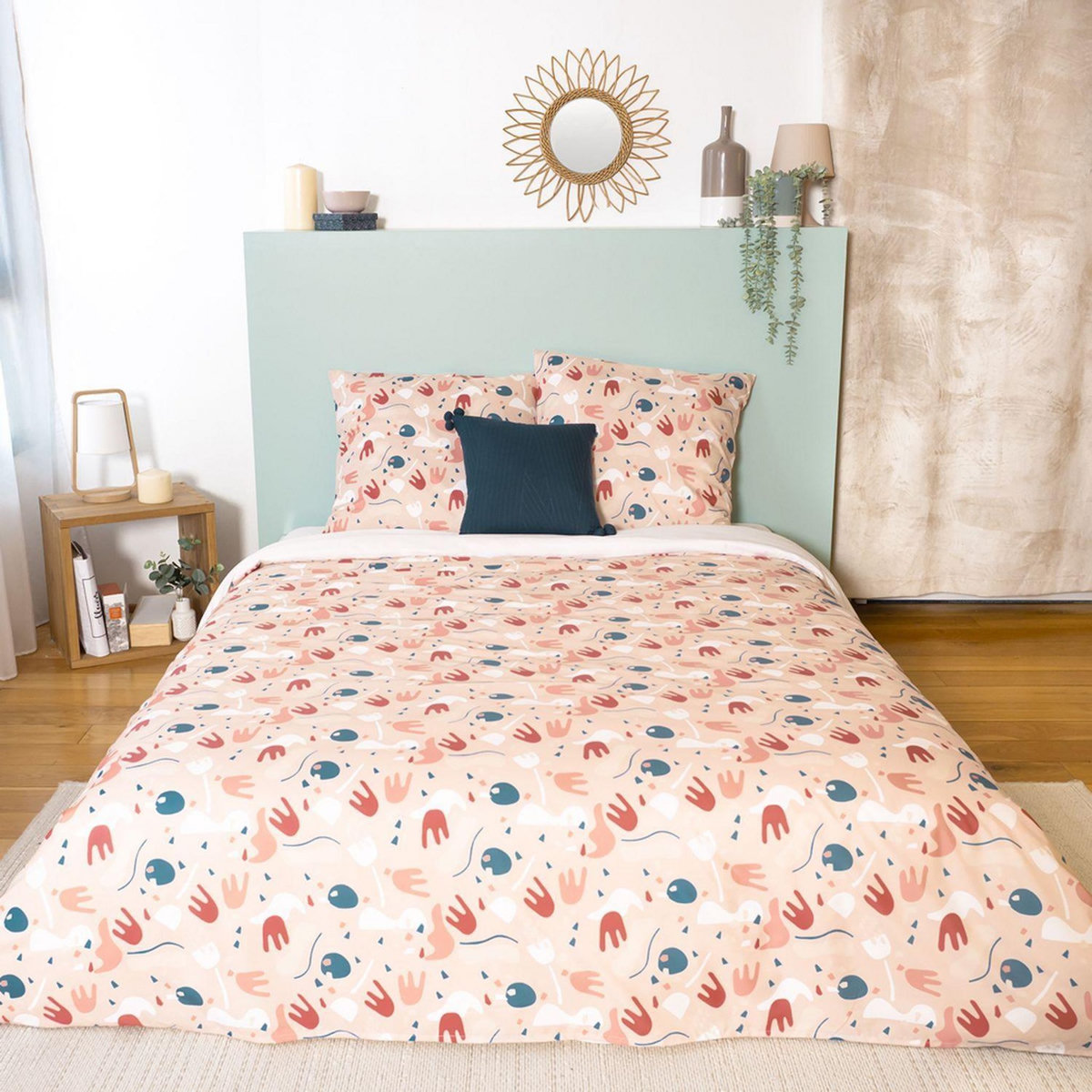 COTE DECO Parure de lit Anaheim - Microfibre 72 g/m² - 220 x 240 cm - Rose