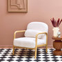 Voir la diapositive 2 : SWEEEK Fauteuil scandinave arrondi bois d'hévéa et tissu effet fausse fourrure