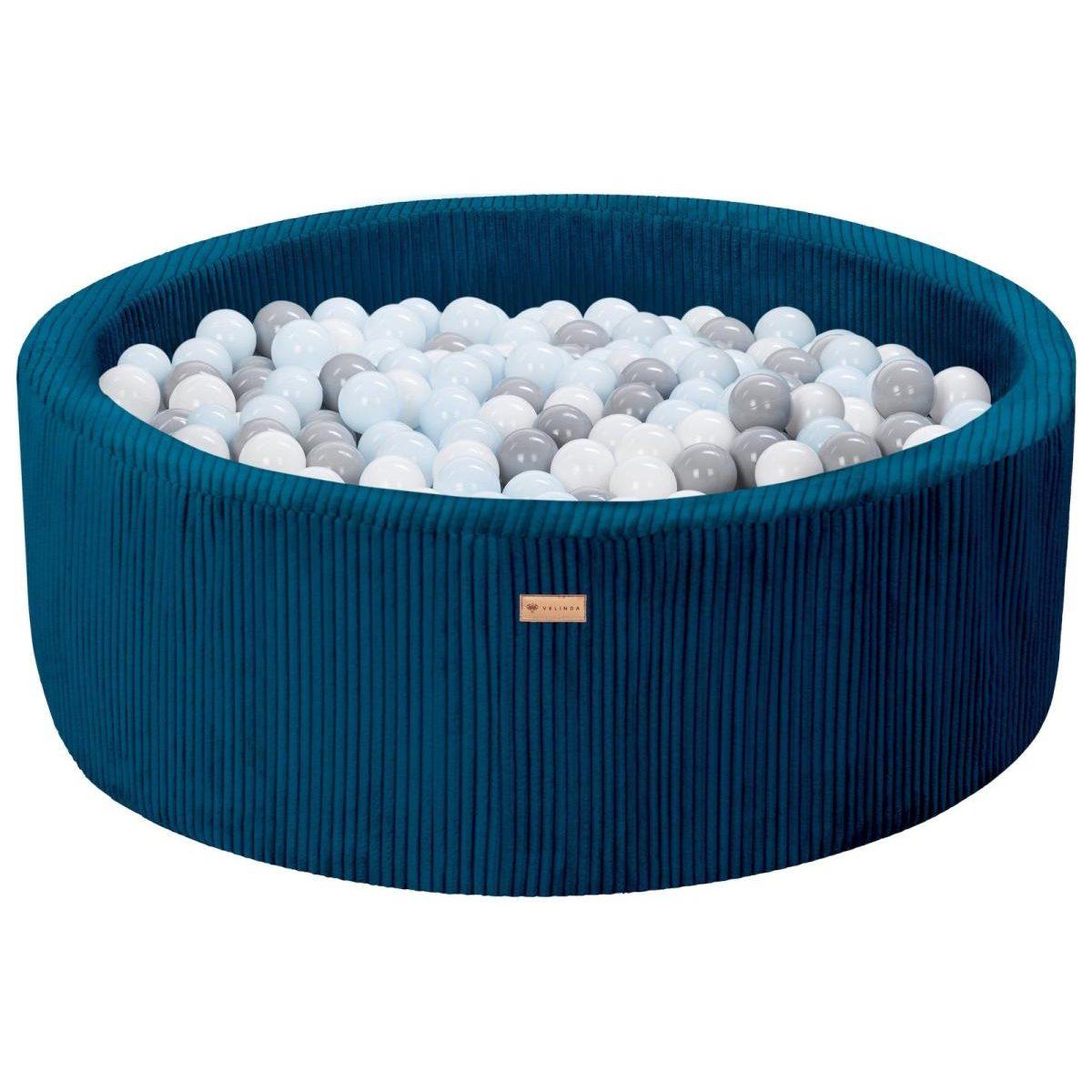 VELINDA Piscine à balles en velours côtelé avec 300 balles, diamètre env. 90 cm — bleu marine