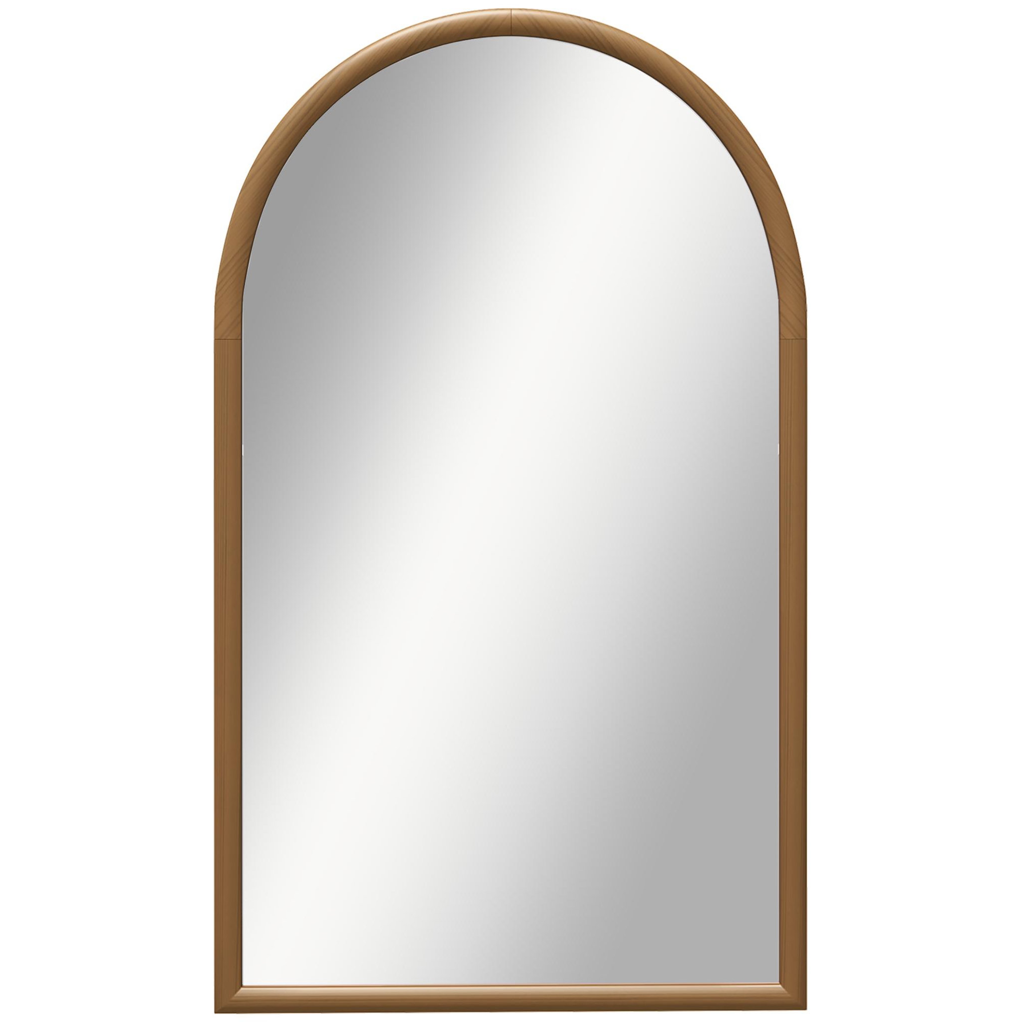 HOMCOM Miroir mural arche, 110 x 65 cm cadre en bois, miroir arqué pour le salon, la chambre, l'entrée, brun foncé