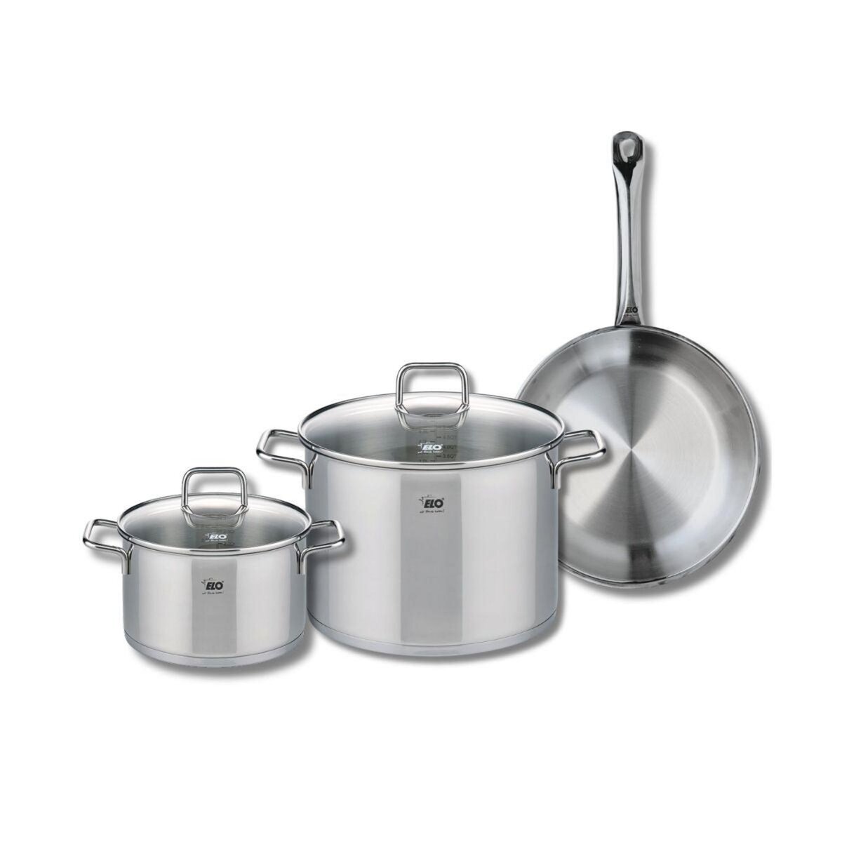 ELO Ensemble de 1 Poêle de cuisson 28 cm et 2 faitouts 20 et 26 cm Elo Profi Citrin