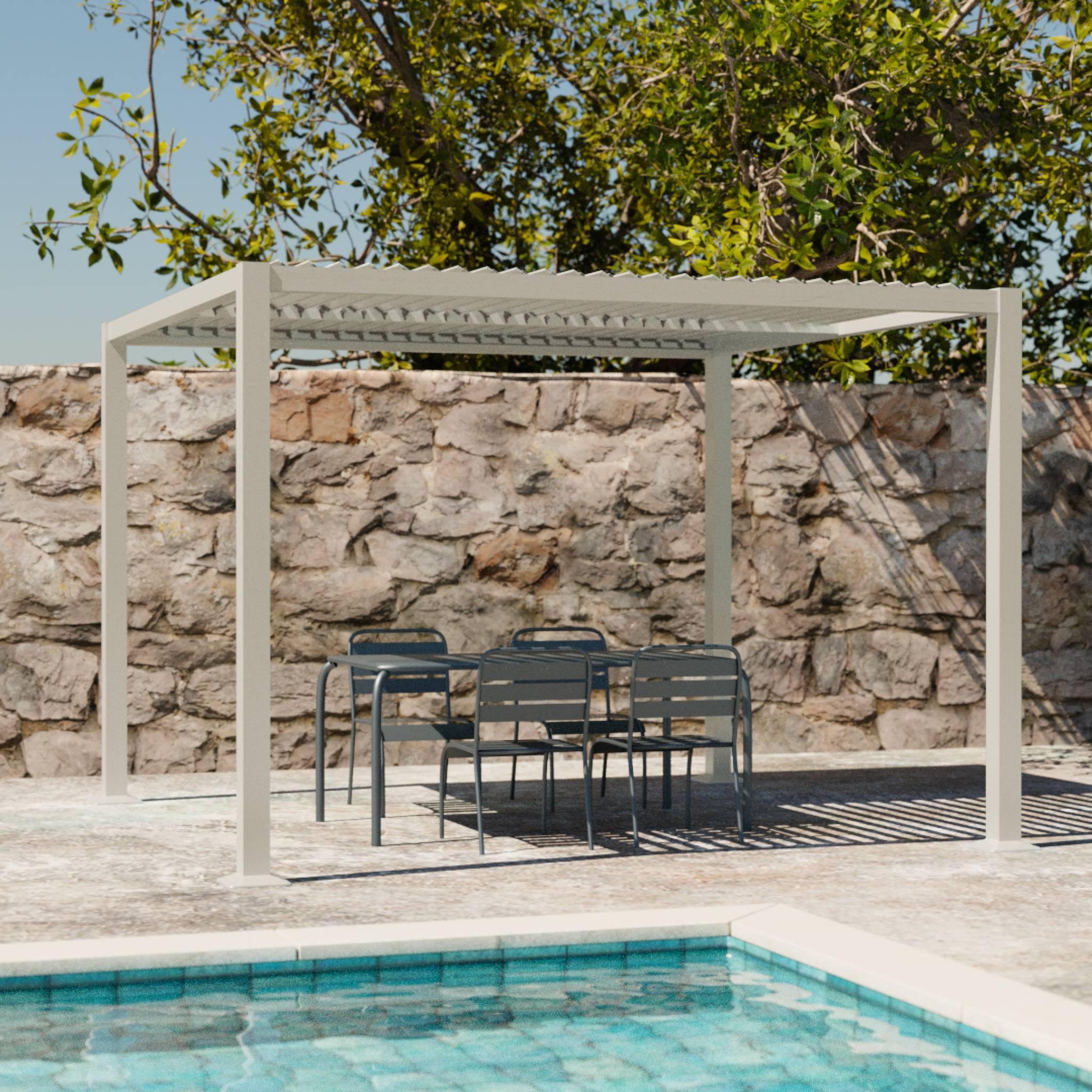 Voir la diapositive 2 : SWEEEK Pergola bioclimatique aluminium et acier lames orientables 3x3m Palace