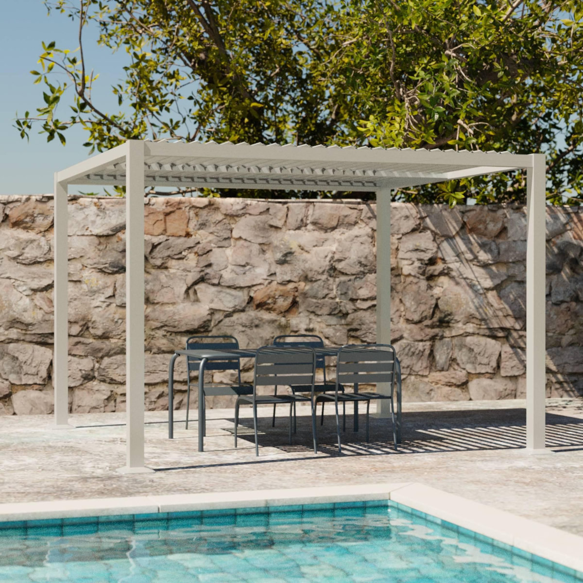 SWEEEK Pergola bioclimatique aluminium et acier lames orientables 3x3m Palace