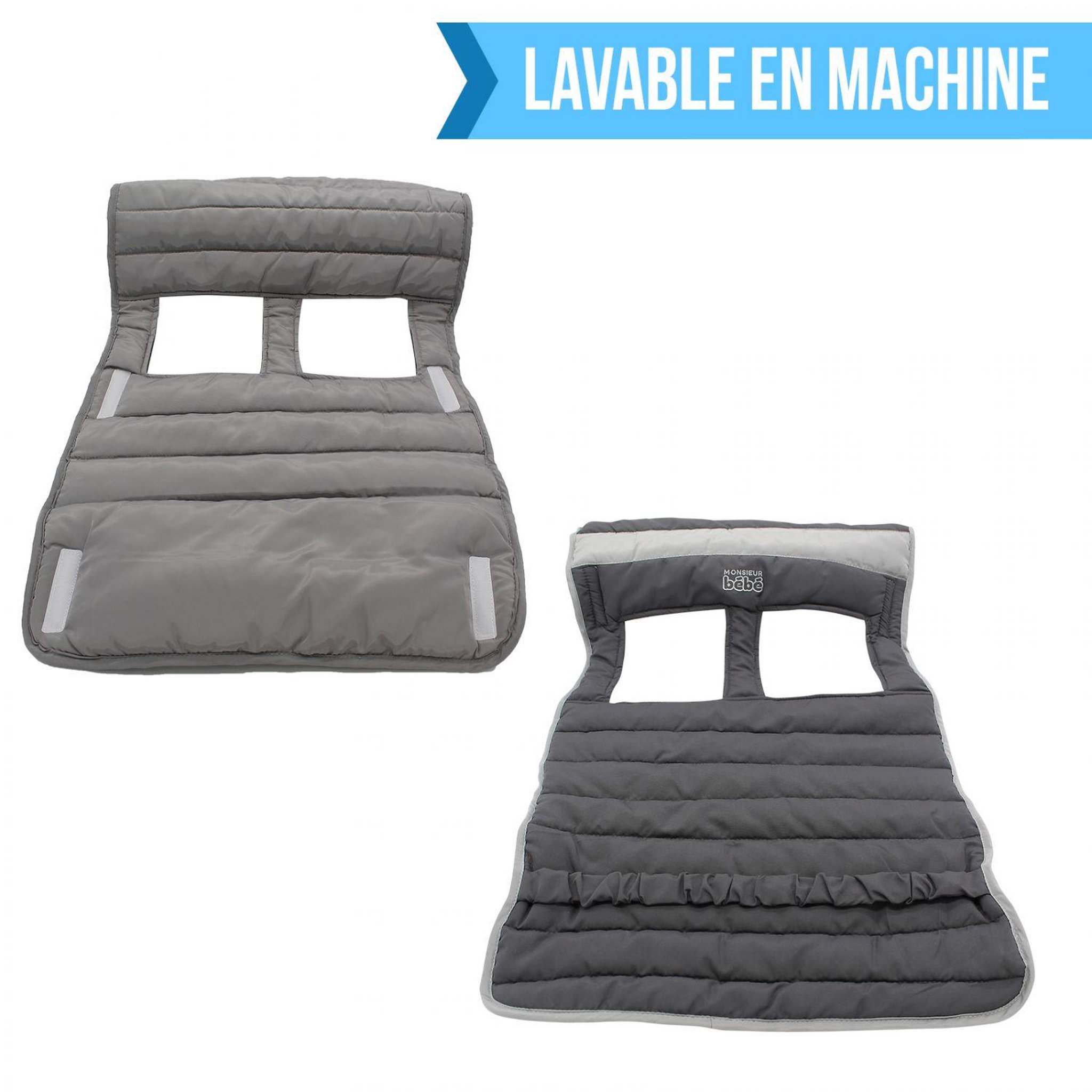 Voir la diapositive 2 : Monsieur Bébé Lot de 2 protèges chariots pour enfant - Gris foncé