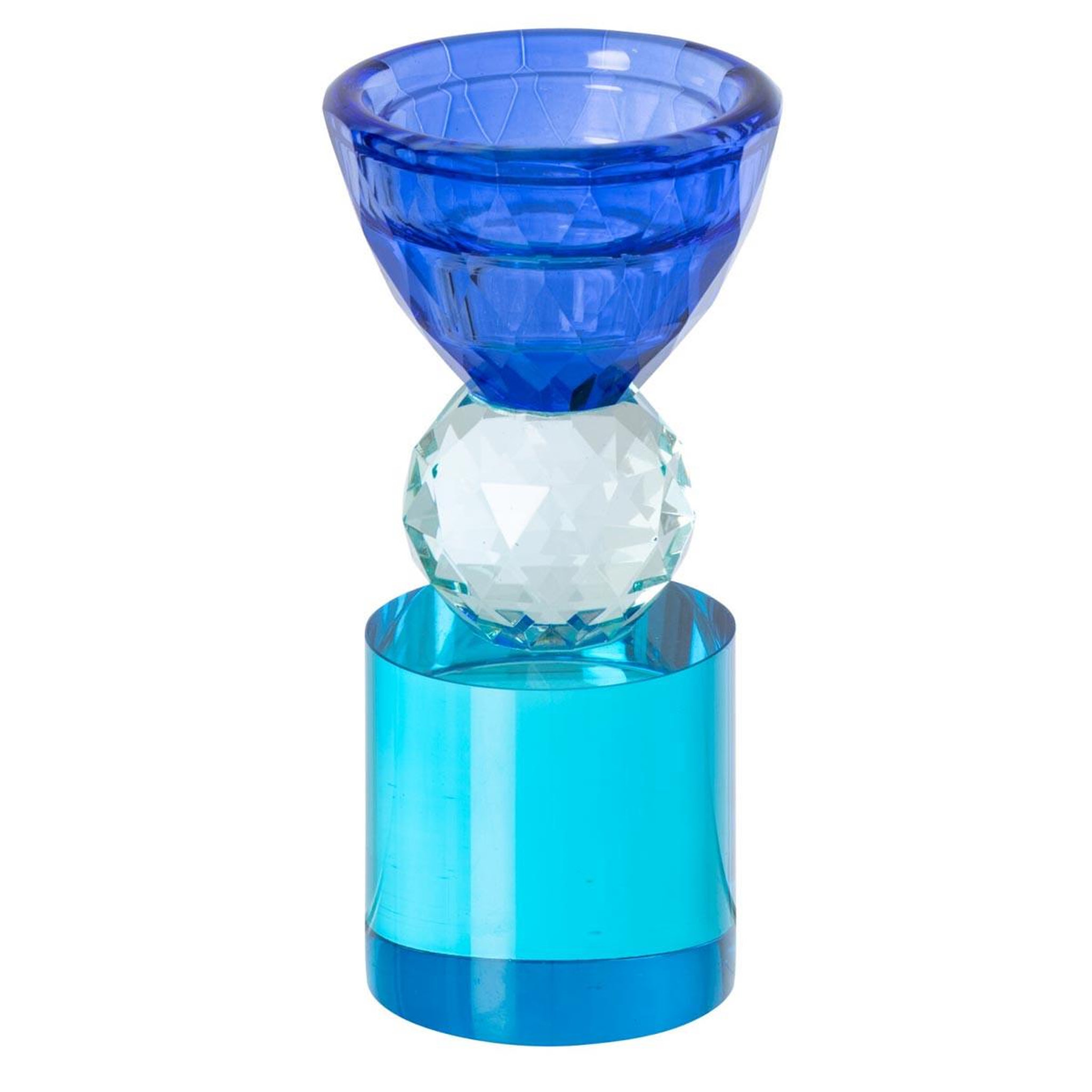 J-LINE Chandelier design en verre  taillé  14cm bleu azur