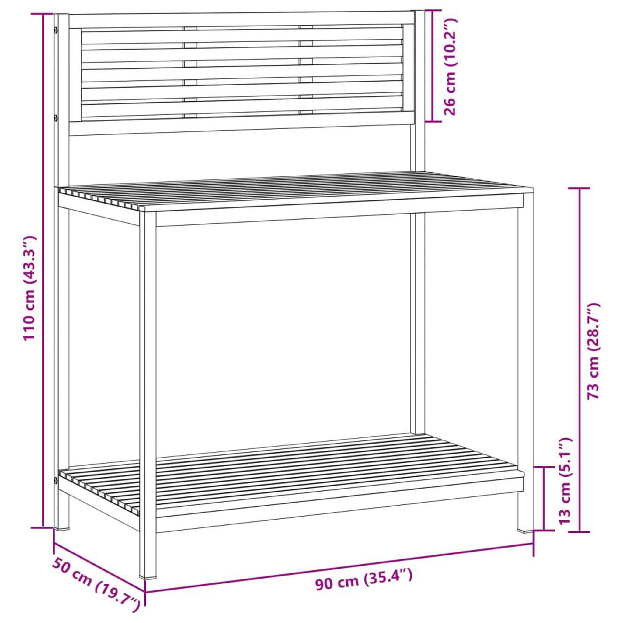 Voir la diapositive 6 : VIDAXL Table de travail de jardin bois d'acacia solide et acier