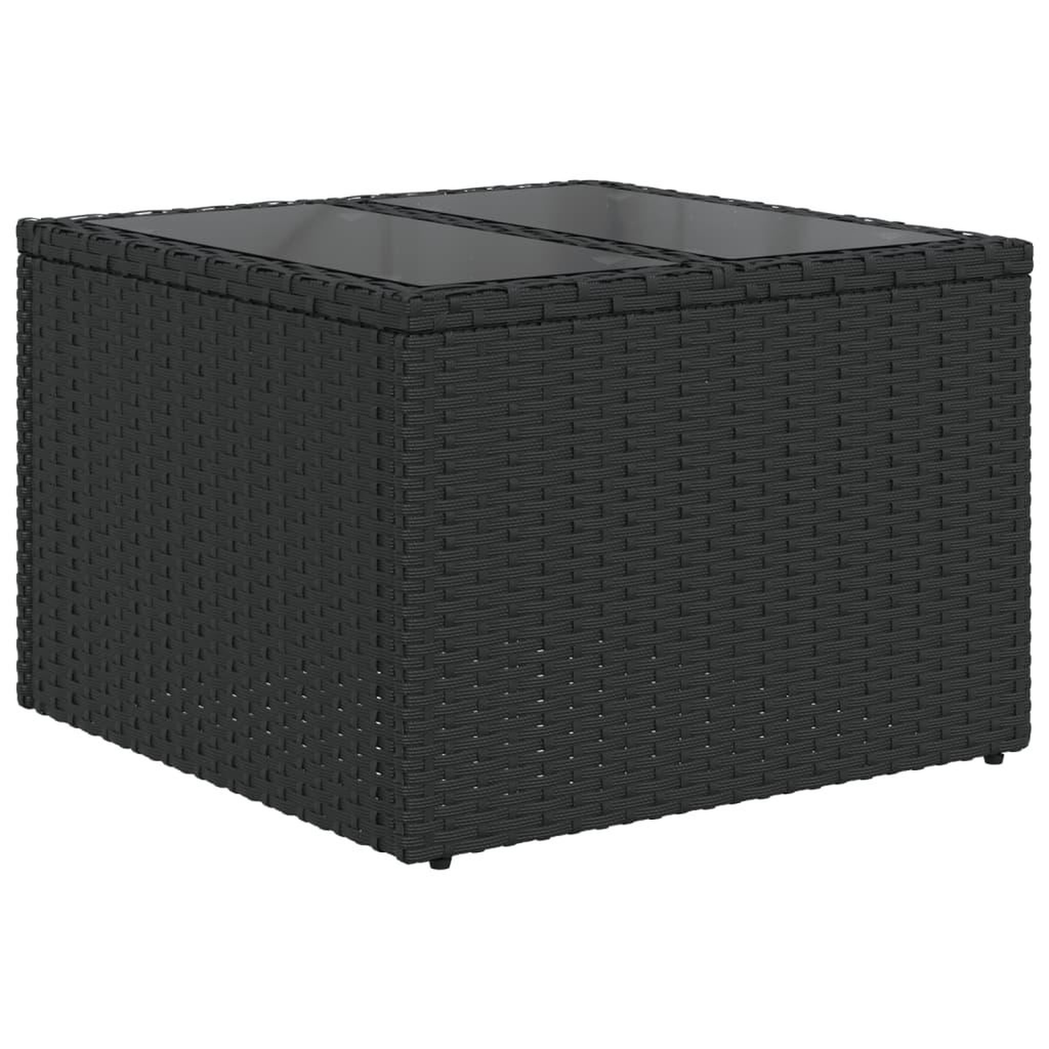 Voir la diapositive 2 : VIDAXL Table de jardin dessus en verre noir 55x55x37 cm resine tressee