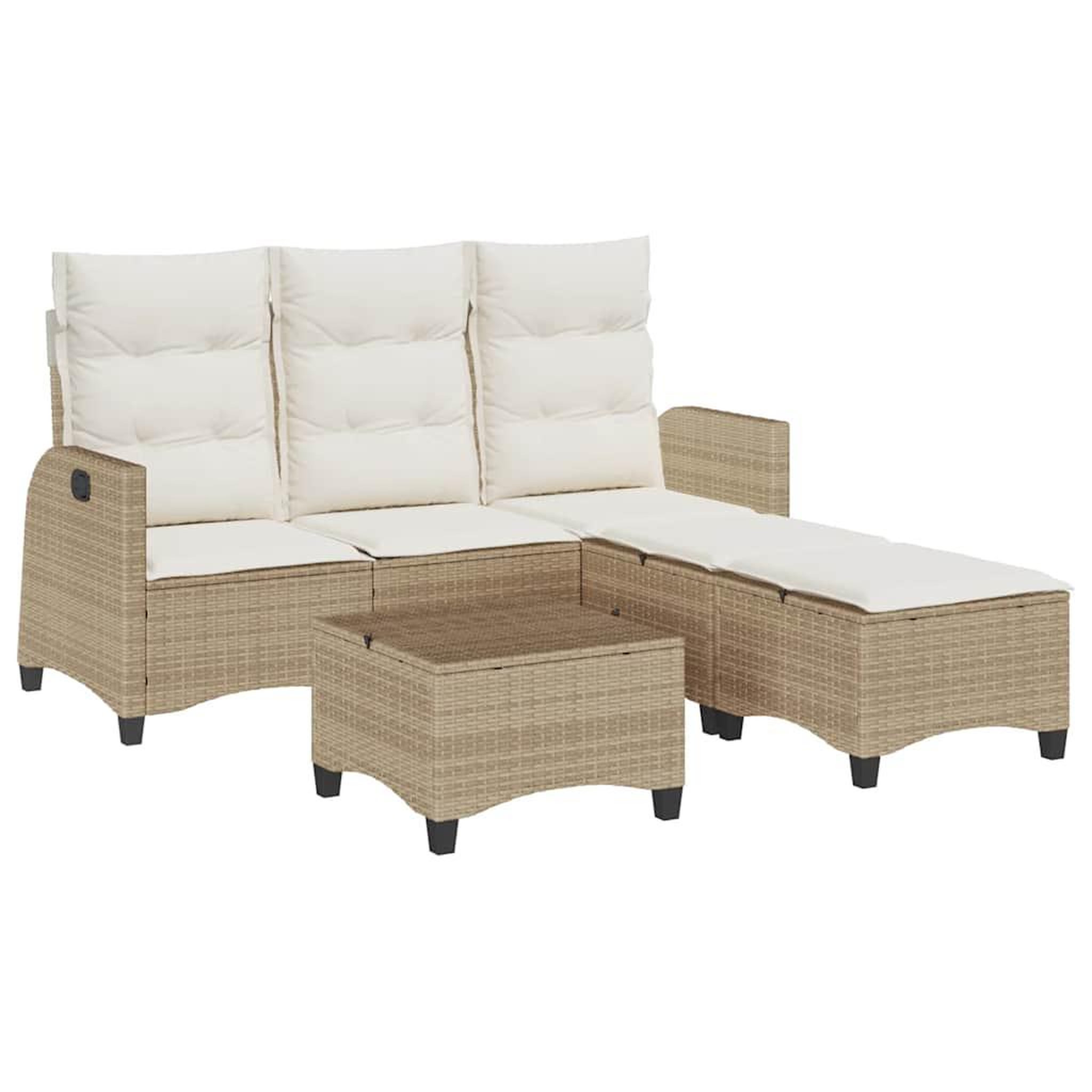 Voir la diapositive 2 : VIDAXL Salon de jardin avec coussins forme de L 3 pcs beige polyrotin