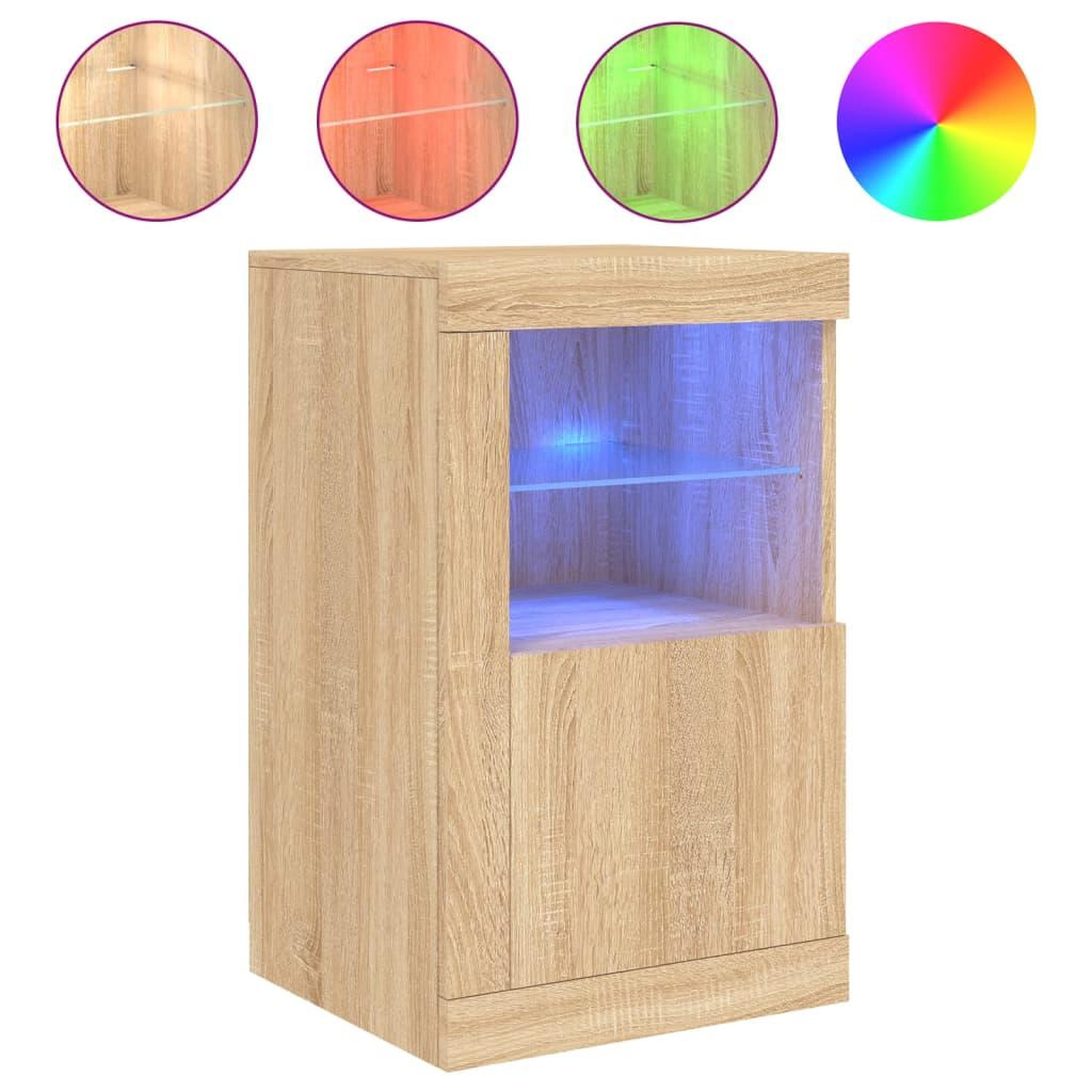 Voir la diapositive 5 : VIDAXL Armoires laterales et lumieres LED 2 pcs chene sonoma