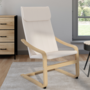 Voir la diapositive 2 : ID MARKET Fauteuil NILS bois façon hêtre et coussin tissu beige