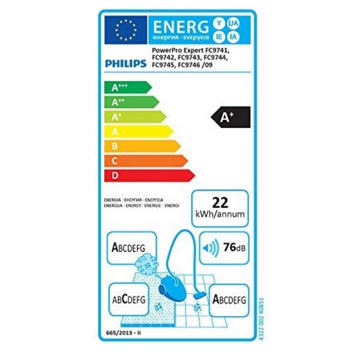 Philips Aspirateur sans sac 900w 75db bleu foncé - FC9745-09