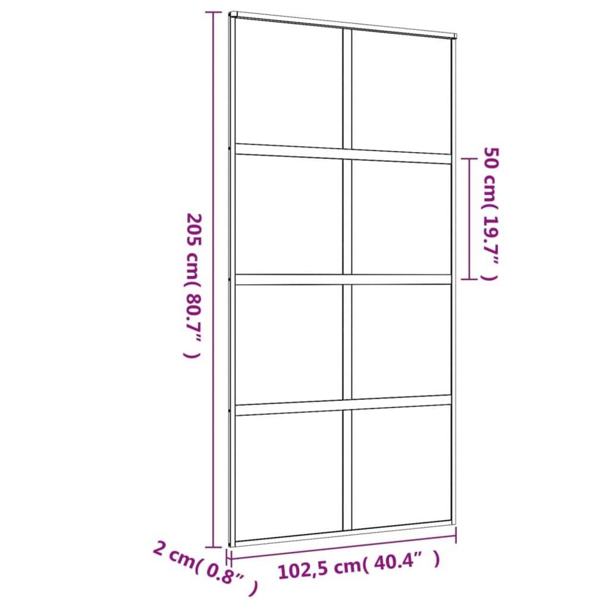 VIDAXL Porte coulissante dore 102,5x205cm verre ESG clair et aluminium