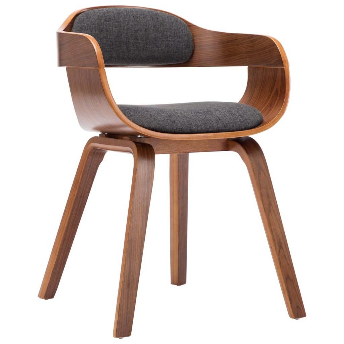 VIDAXL Chaise de salle a manger Gris fonce Tissu et bois courbe