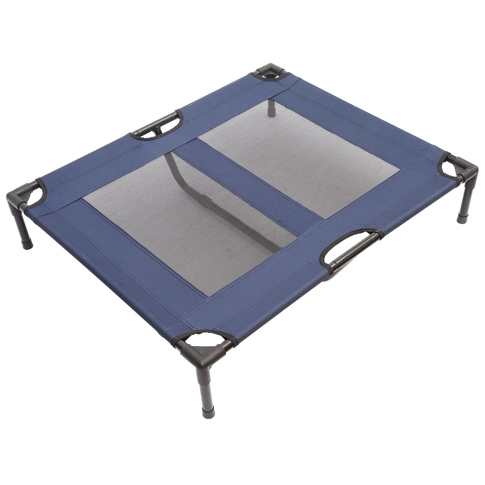 PAWHUT Lit sur pieds xxl pour chien chat lit de camp animal lit surélevé tissu oxford textilène micro-perforé 92l x 76l x 18h cm bleu marine