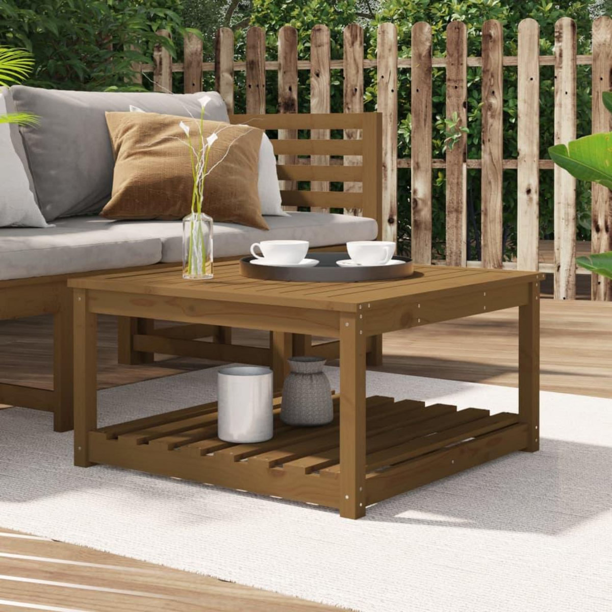 VIDAXL Table de jardin marron miel 82,5x82,5x45 cm bois massif de pin